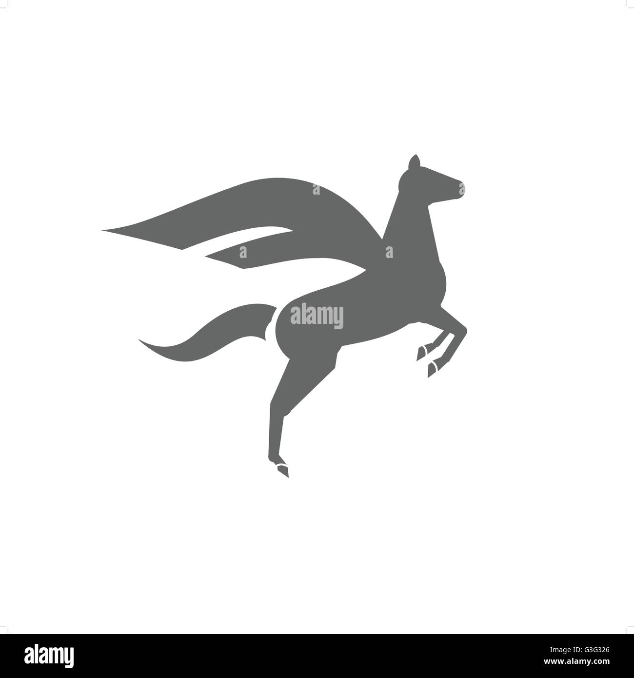 Cheval volant avec des ailes silhouette vecteur icône illustration isolé sur fond blanc. Illustration de Vecteur