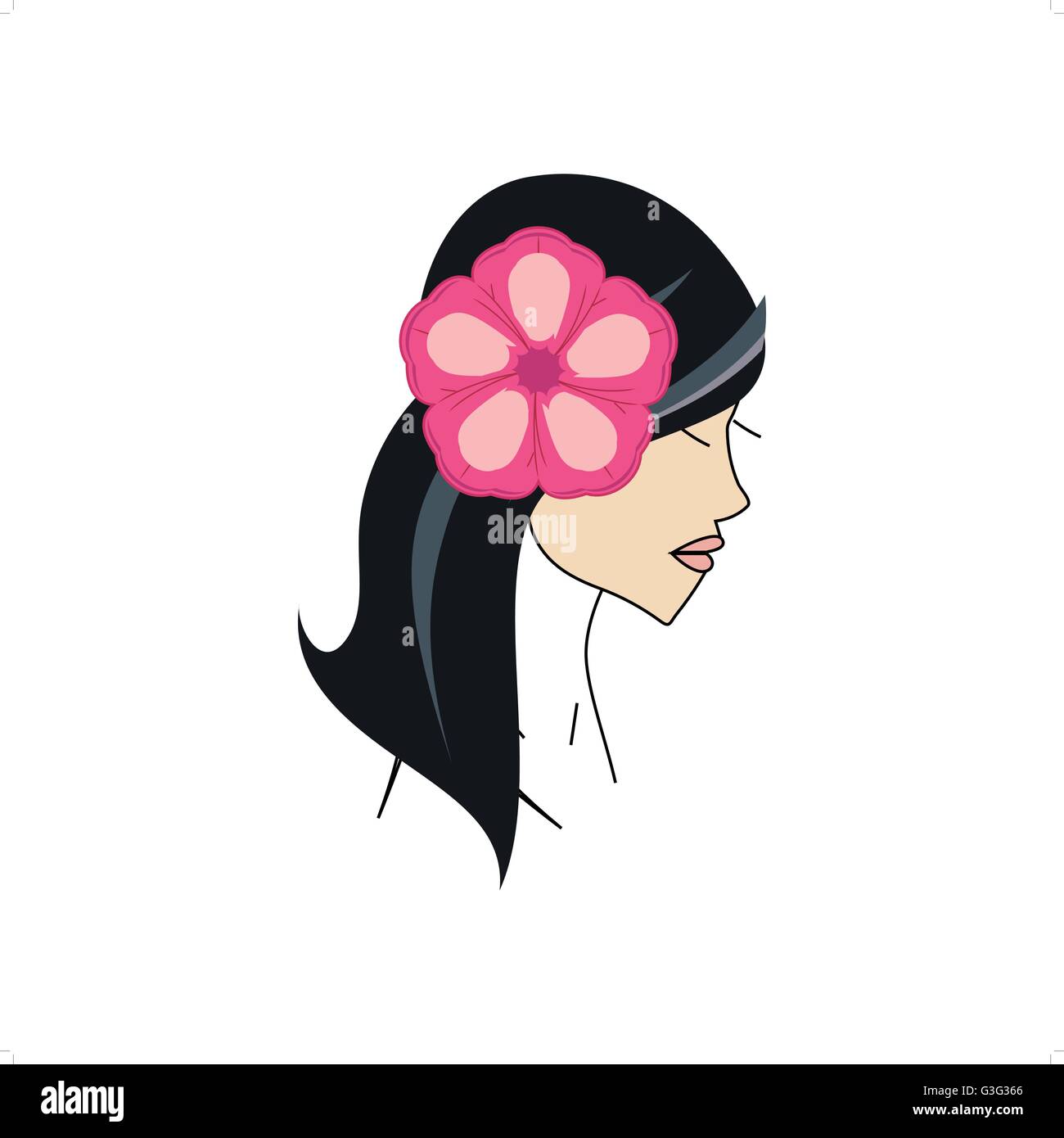Belle petite fille avec une fleur hawaïenne dans les cheveux vector  illustration isolé sur fond blanc Image Vectorielle Stock - Alamy