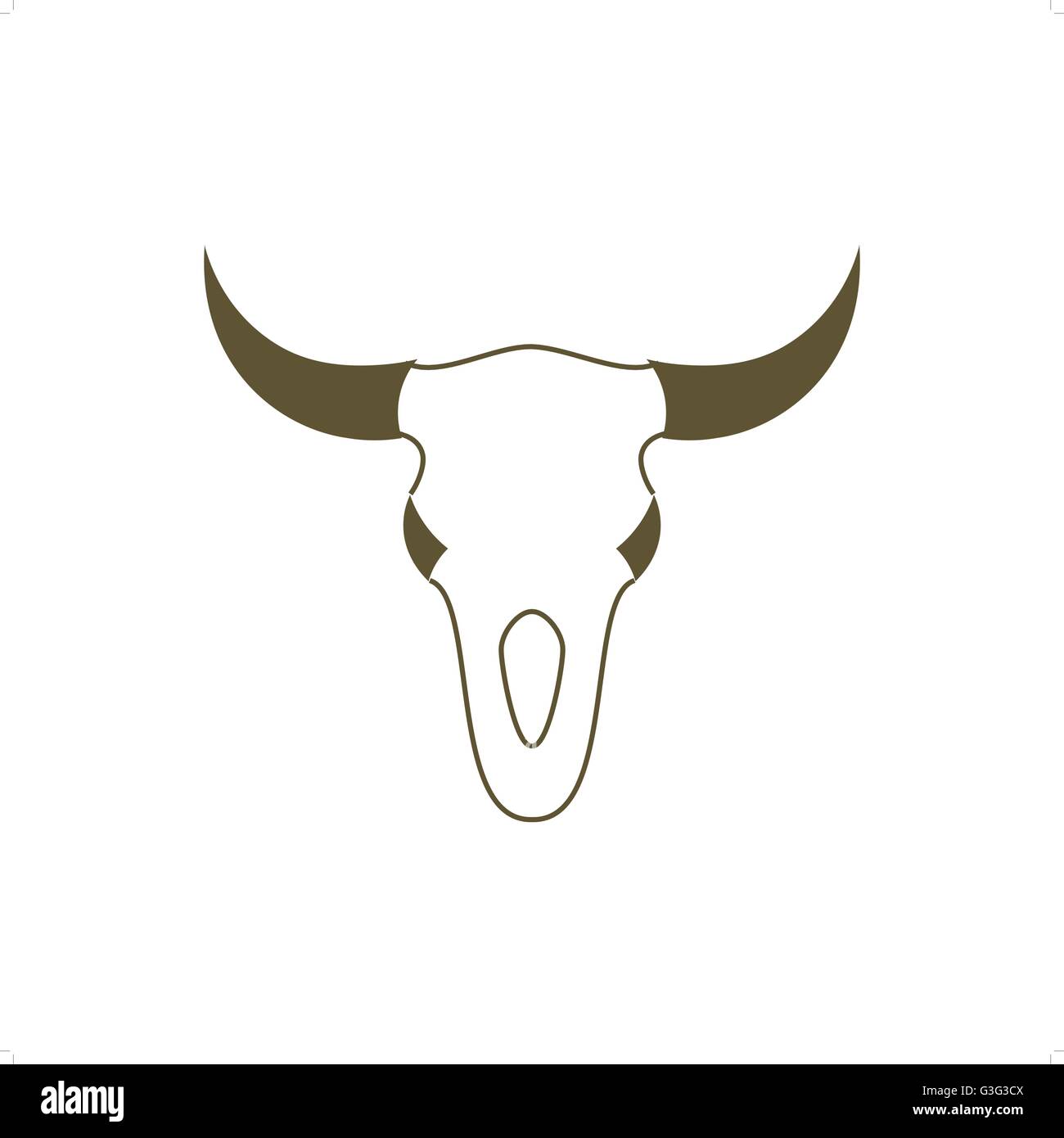 Bull skull vector illustration isolé sur fond blanc. Illustration de Vecteur