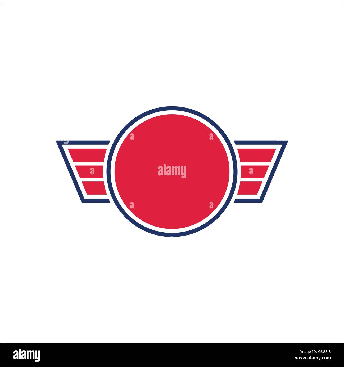 Modèle signe composé d'ailes et les cercles rouges stylisées vector illustration isolé sur fond blanc. Illustration de Vecteur