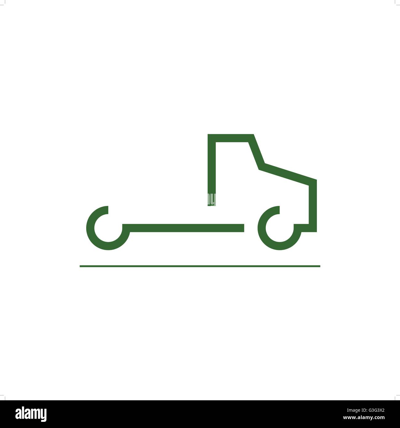 Ligne verte dimensions transporter truck vector icône illustration isolé sur blanc backgorund. Illustration de Vecteur