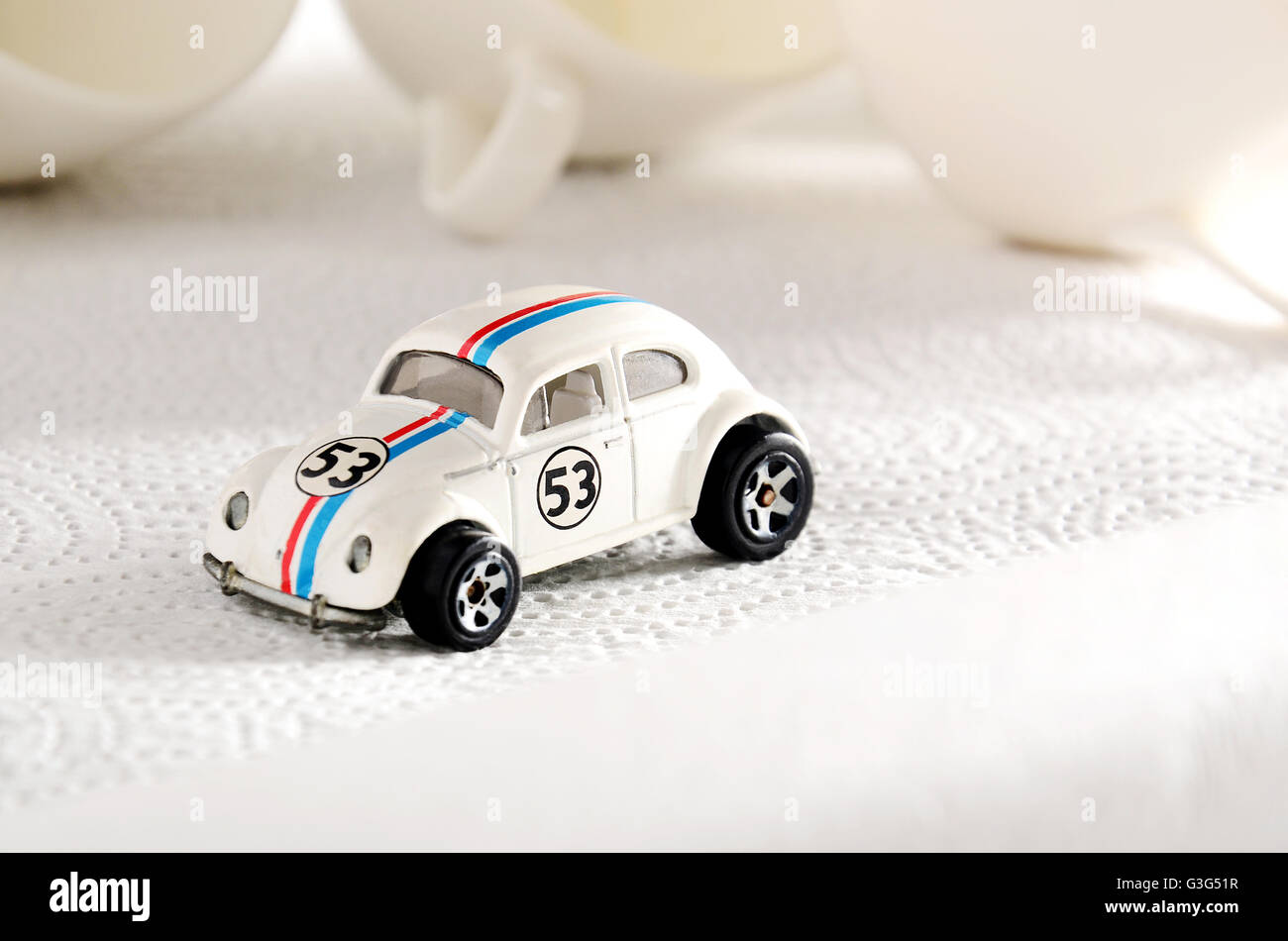 Hot Wheels, le la voiture blanche, diecast 'VW Beetle Herbie' Banque D'Images