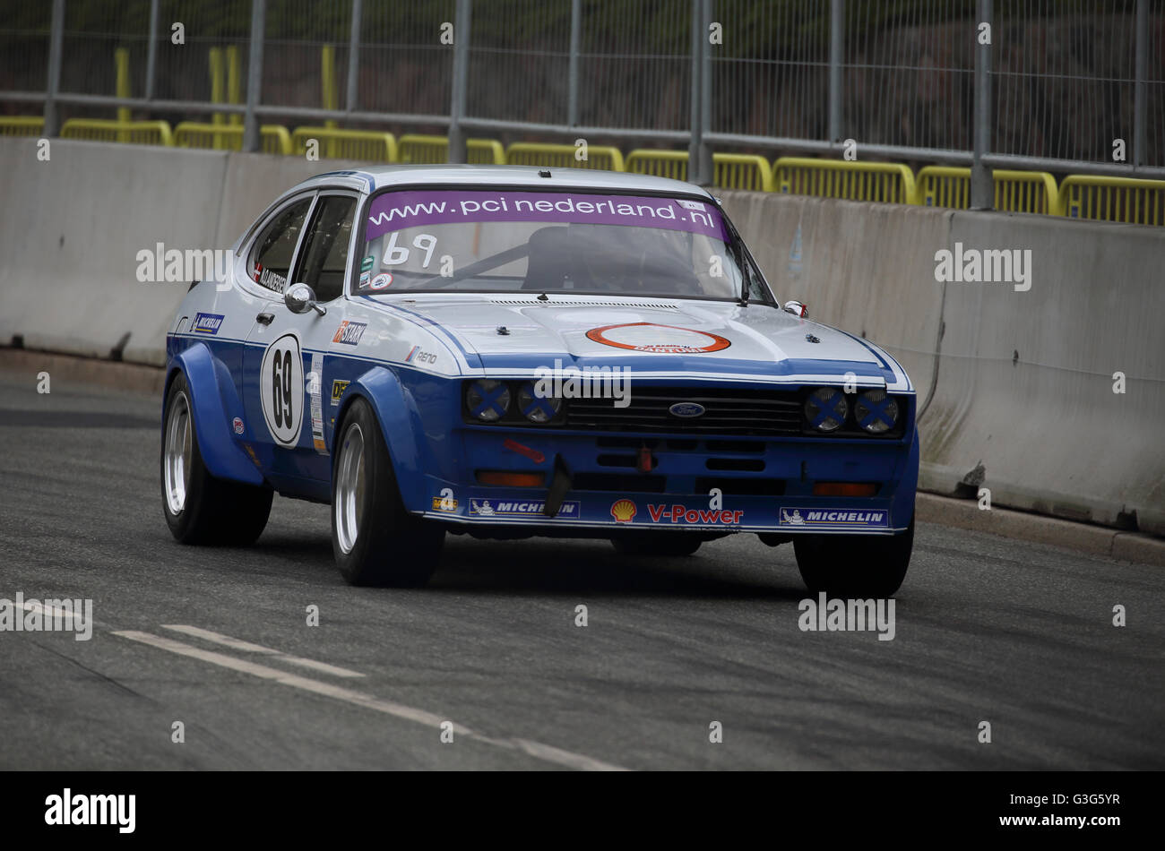 Une Ford Capri 3000 GT Mk1 étant couru à la course classique 2016 Aarhus Banque D'Images