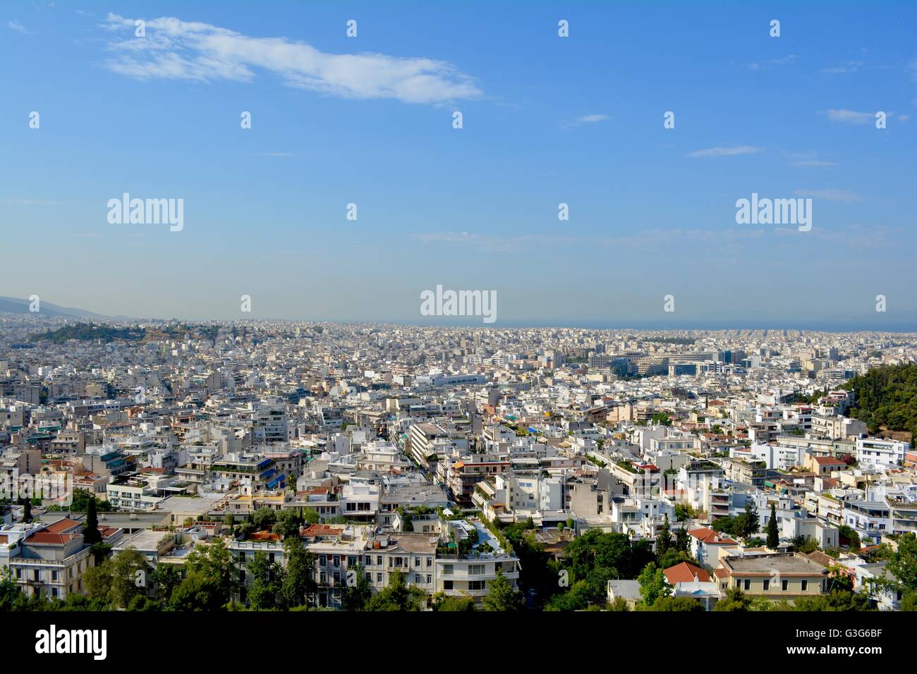 Vue d'Athènes depuis l'Acropole à Athènes, Grèce Banque D'Images