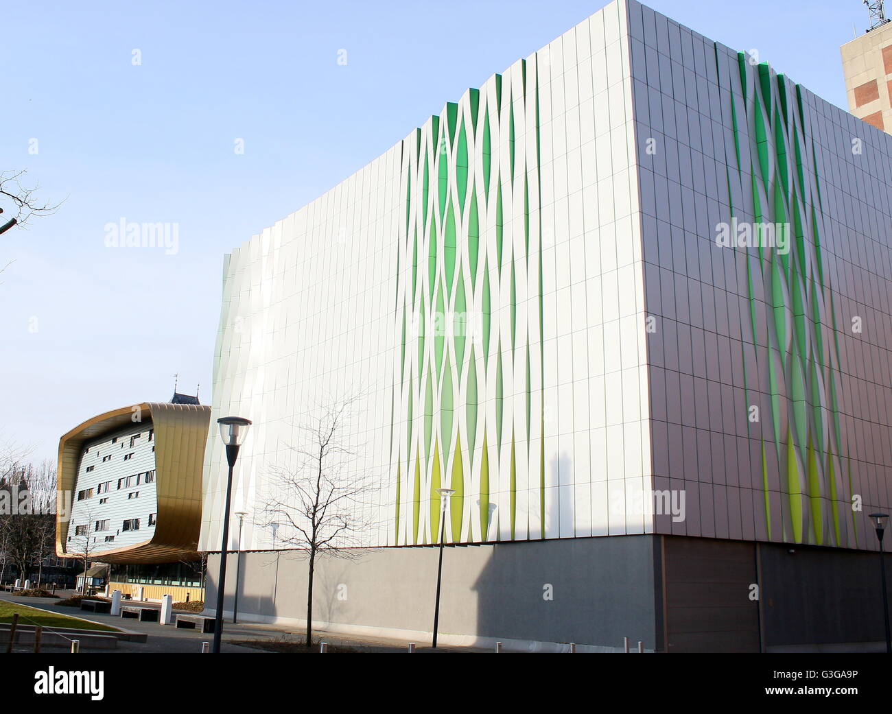 Laboratoire de recherche conçu par UNStudio (Ben van Berkel - 2008), l'hôpital UMCG campus, Groningen, Pays-Bas Banque D'Images