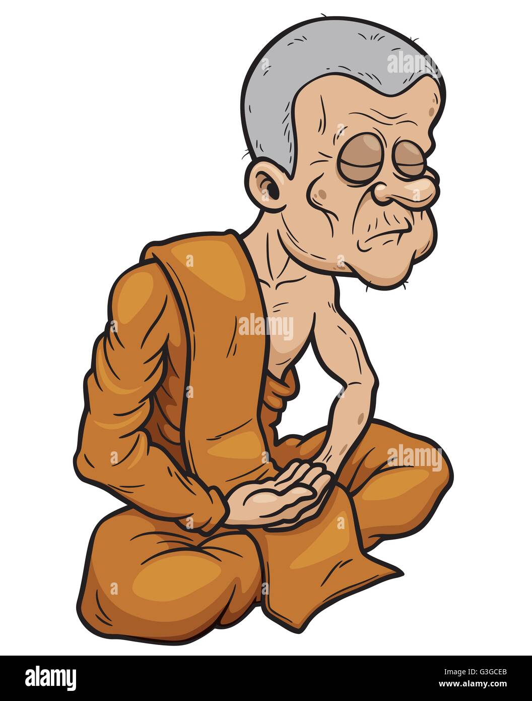 Vector illustration de moine bouddhiste cartoon Illustration de Vecteur