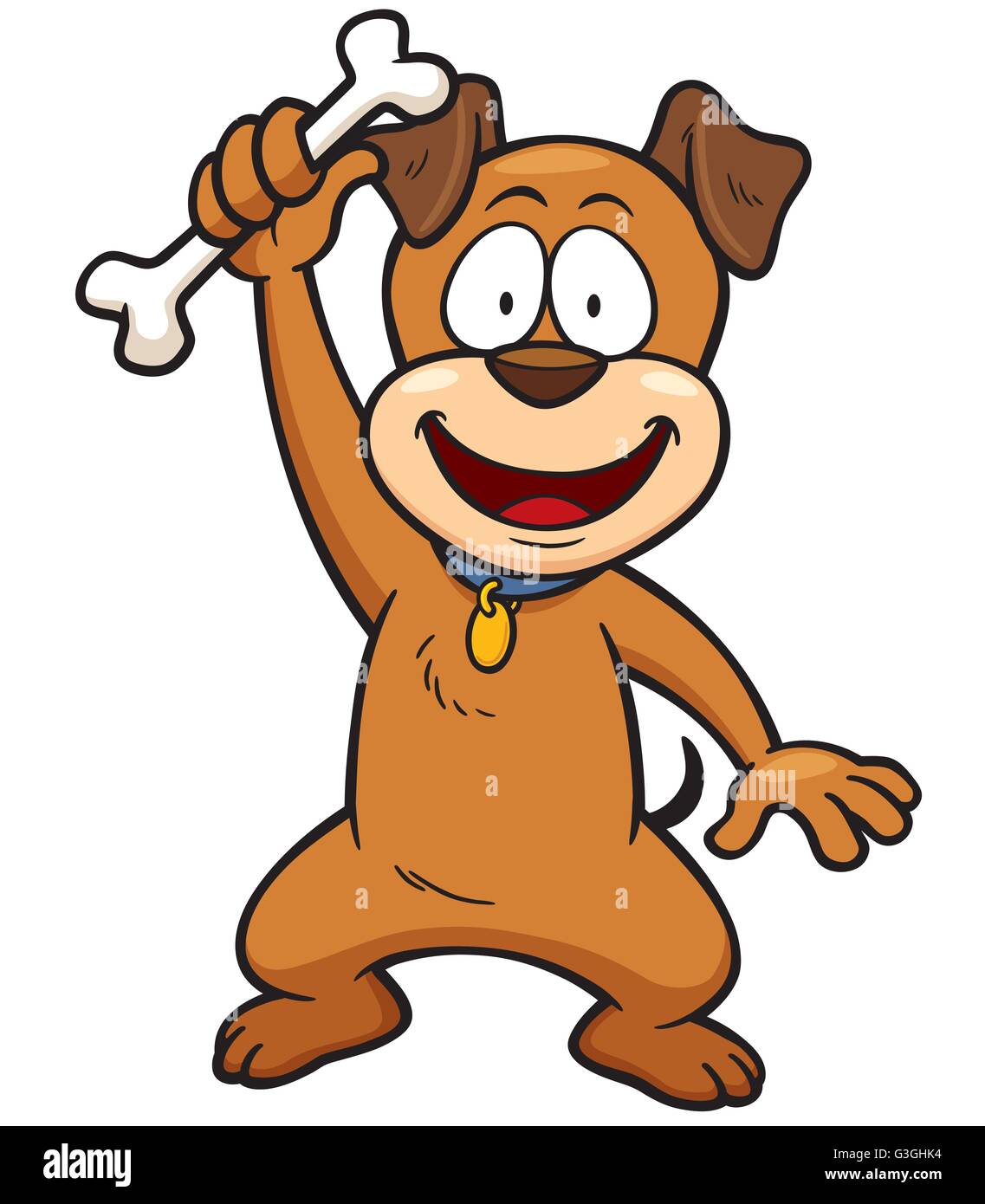 Cartoon Vector illustration d'os holding Dog Illustration de Vecteur