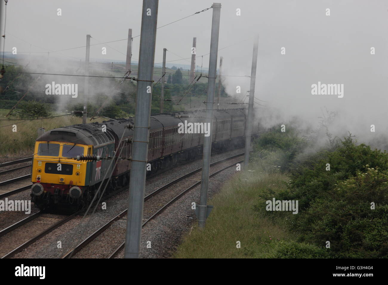 Pont ferroviaire de Millbrook, Bedfordshire, Royaume-Uni. 25 Juin, 2016. The Flying Scotman sur exécuter à partir de Londres, Victoria Station à New York. Le moteur de vapeur comme il se dirige vers le bas la ligne à Bedford Park. Crédit : Caroline hamilton/Alamy Live News Banque D'Images