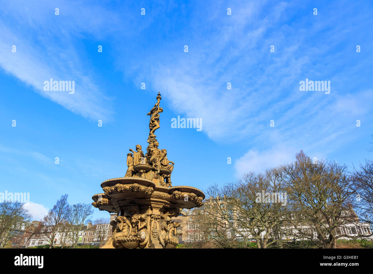 Or la fontaine du château d''Édimbourg Ross Banque D'Images