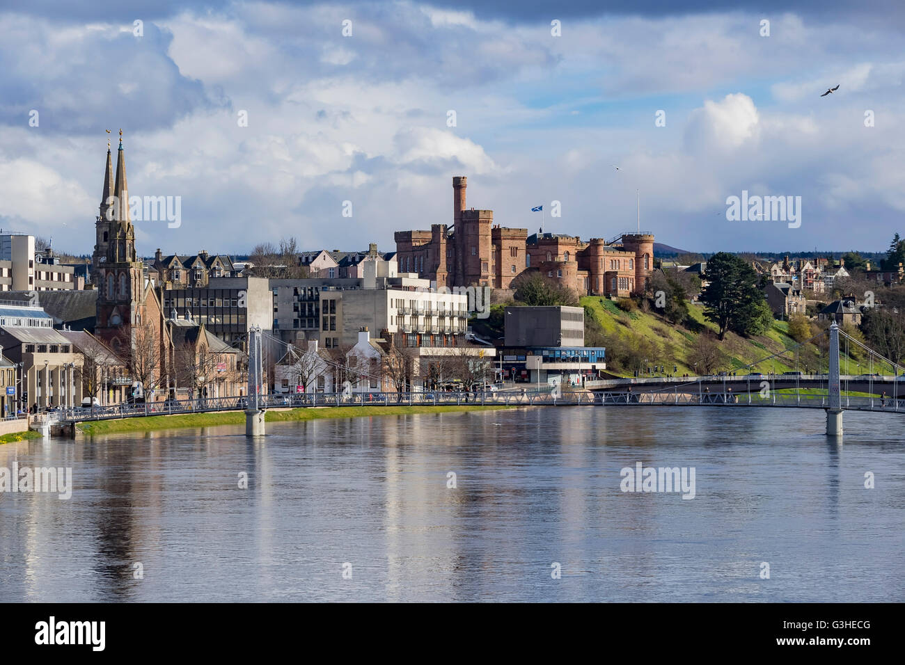 Belle ville d'Inverness avec vue sur la rivière au Highland, Scotland Banque D'Images