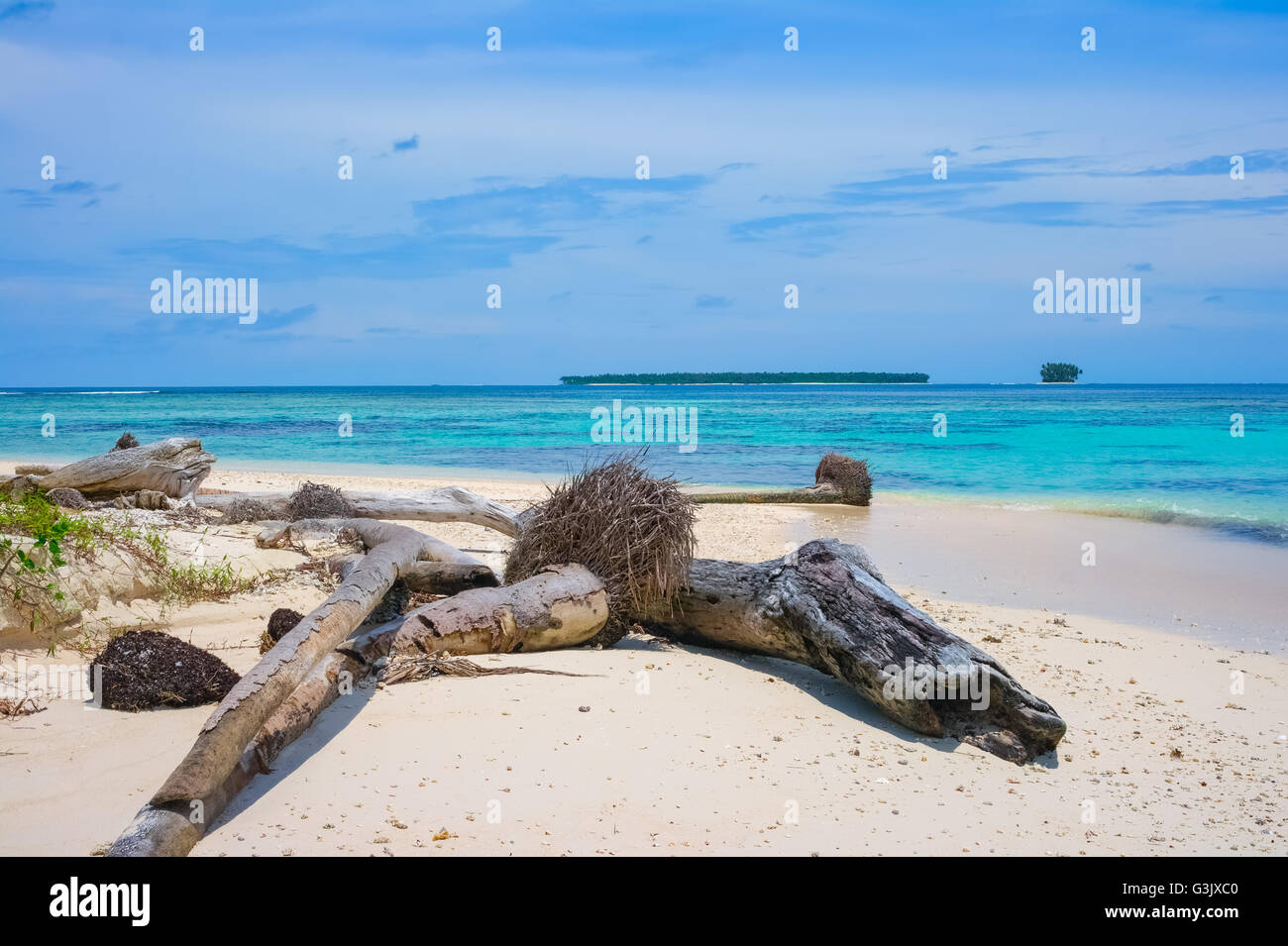 Remote inhabitée des îles tropicales de l'Océan Indien, îles Banyak, Indonésie Banque D'Images