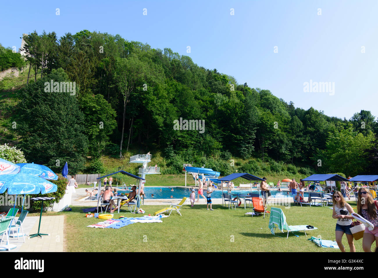 Piscine extérieure, l'Autriche, Niederösterreich, Autriche, Wiener Alpen, Kirchschlag in der Buckligen Welt Banque D'Images