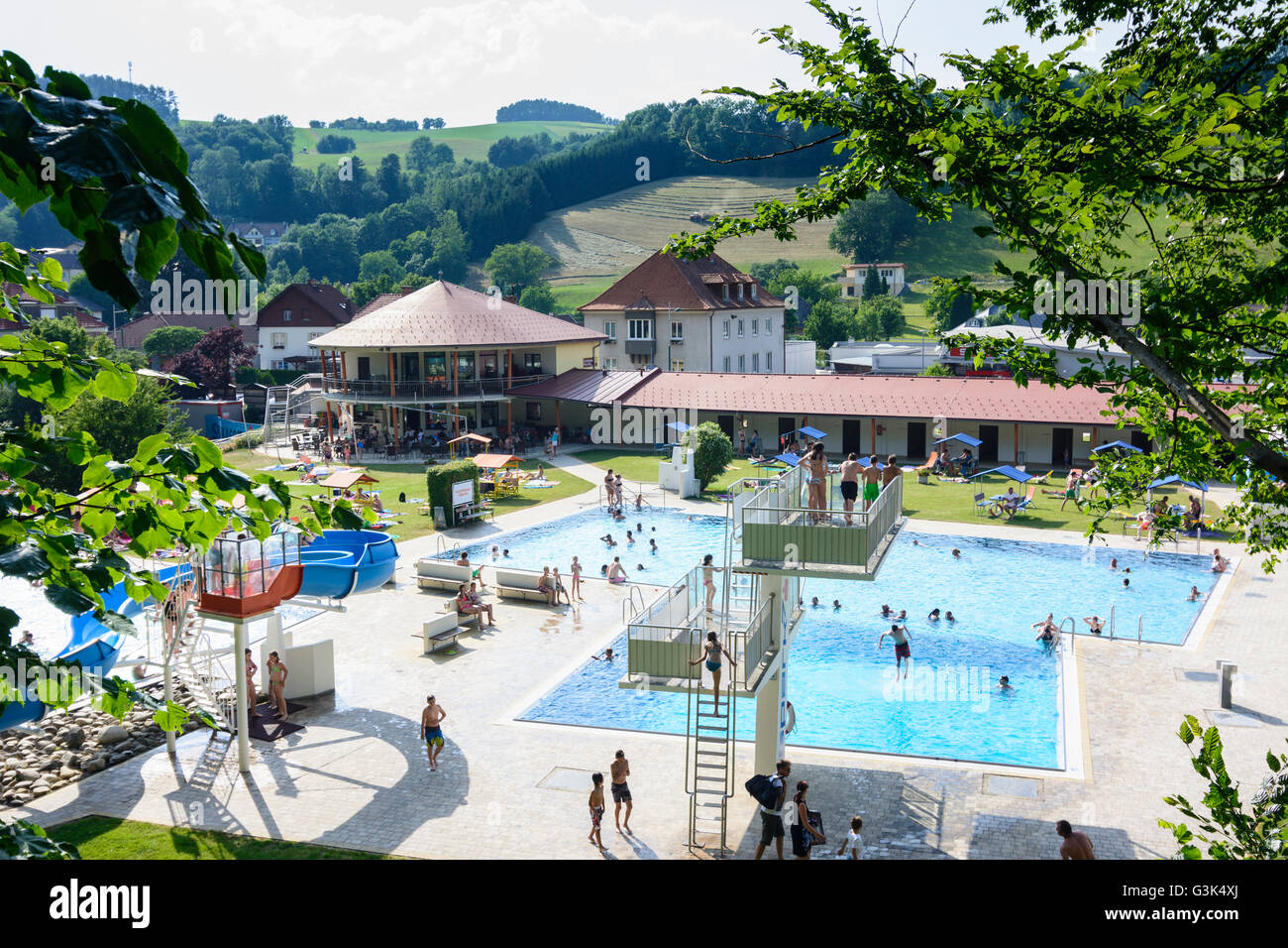 Piscine extérieure, l'Autriche, Niederösterreich, Autriche, Wiener Alpen, Kirchschlag in der Buckligen Welt Banque D'Images