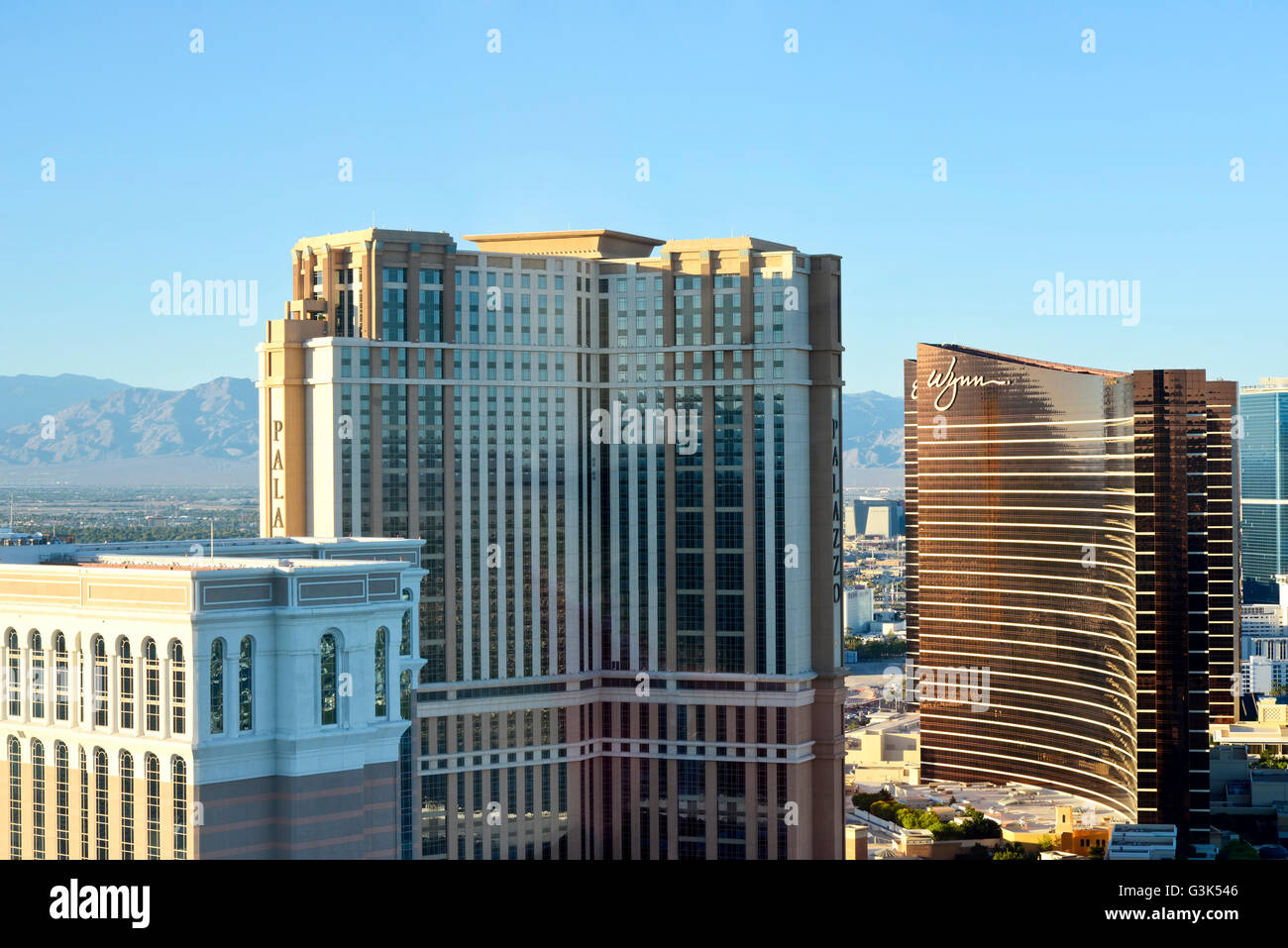 Une vue aérienne de la Bande de Las Vegas comme vu à partir de la 'High Roller' a 550 ft Farris attraction touristique de roue Banque D'Images