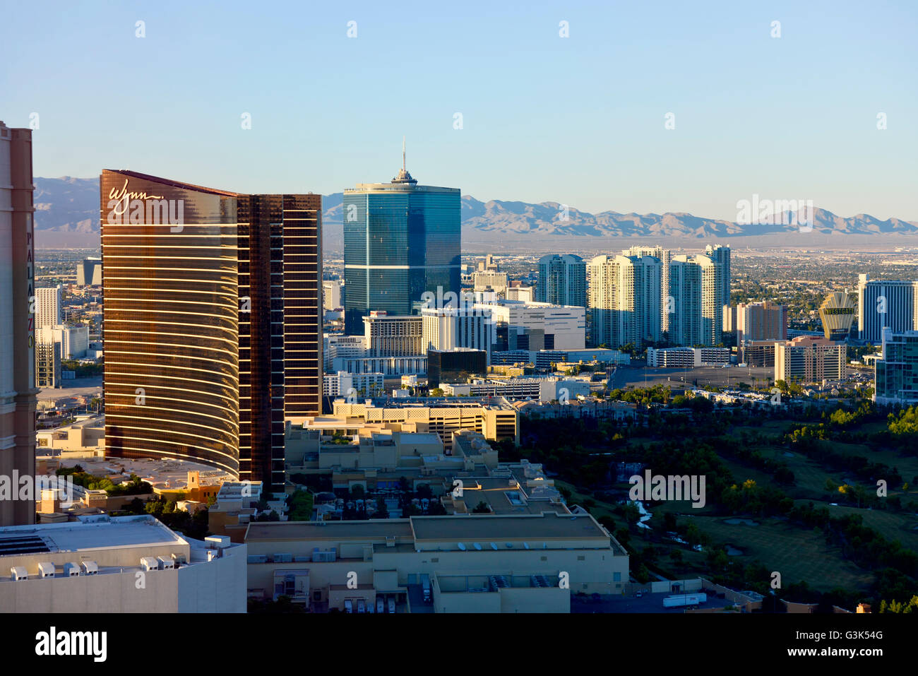Une vue aérienne de la Bande de Las Vegas comme vu à partir de la 'High Roller' a 550 ft Farris attraction touristique de roue Banque D'Images