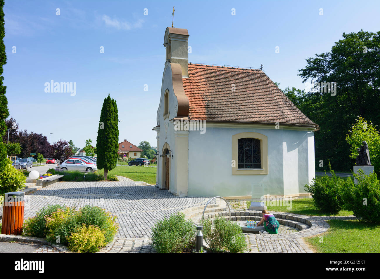 Chapelle'Maria Helferin" avec la source, l'Autriche, Burgenland, , Ollersdorf im Burgenland Banque D'Images