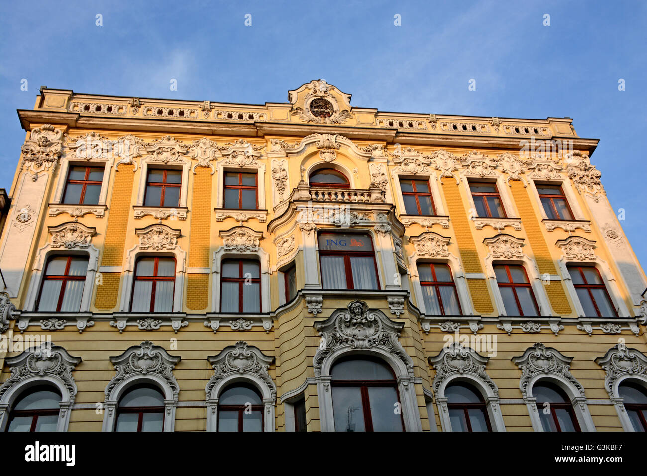 Bâtiment de style Art Nouveau à la rue Piotrkowska à Lodz , Pologne Banque D'Images