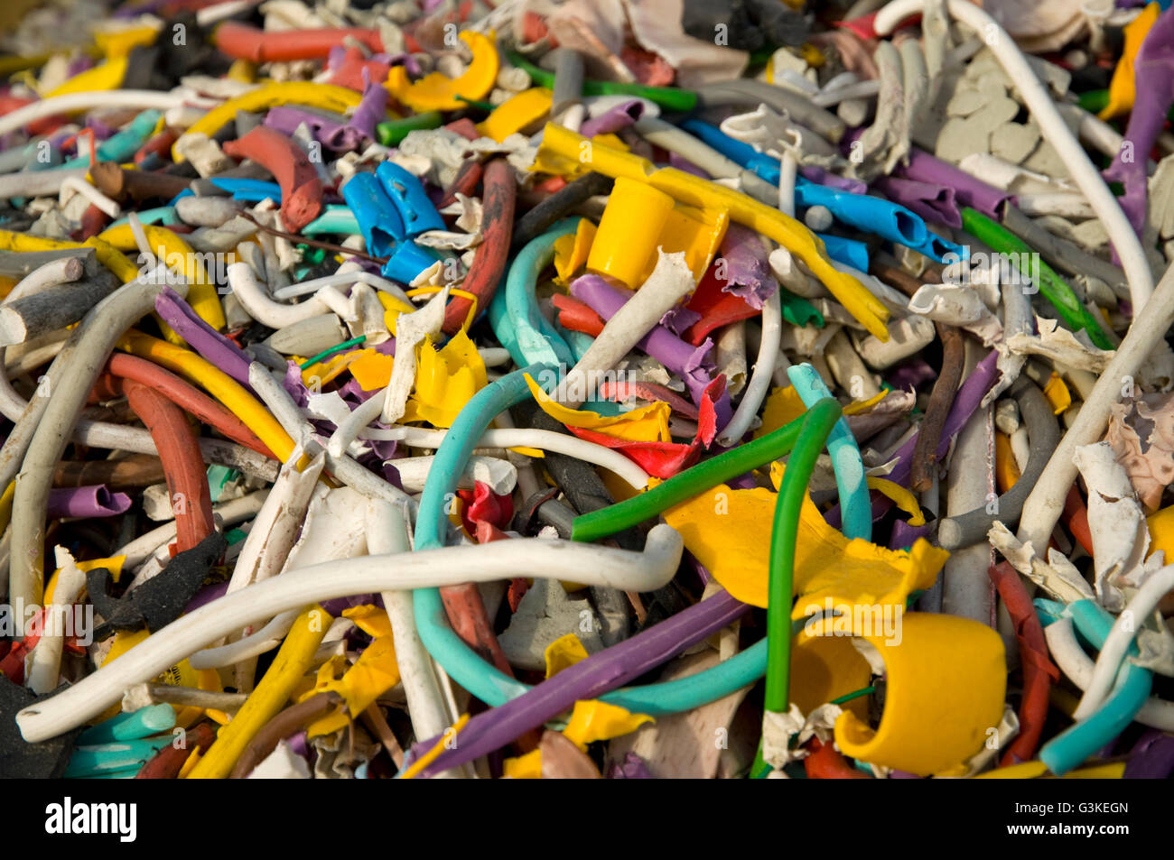 Le recyclage des plastiques, le recyclage de câbles électriques Banque D'Images