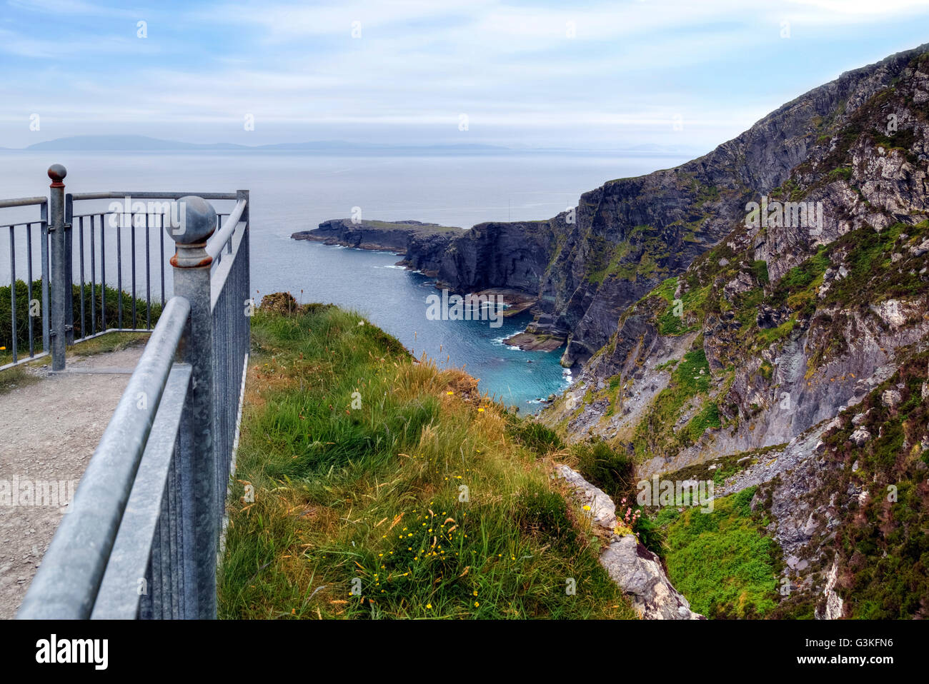 L'île de Valentia, Fogher falaises, Iveragh, Skellig Ring, Kerry, Irlande, Europe Banque D'Images