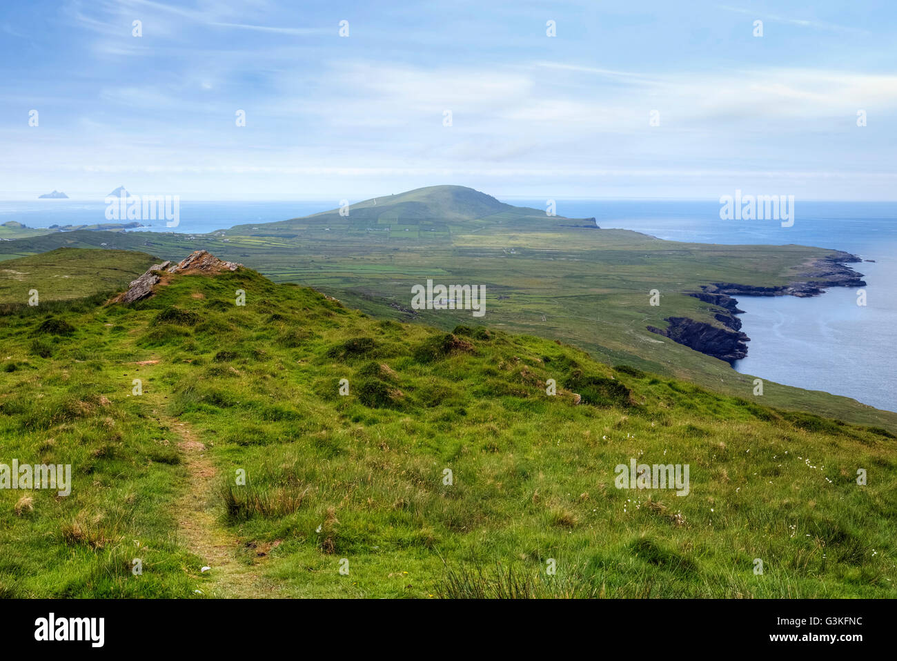 L'île de Valentia, Bray Head, Iveragh, Skellig Ring, Kerry, Irlande, Europe Banque D'Images