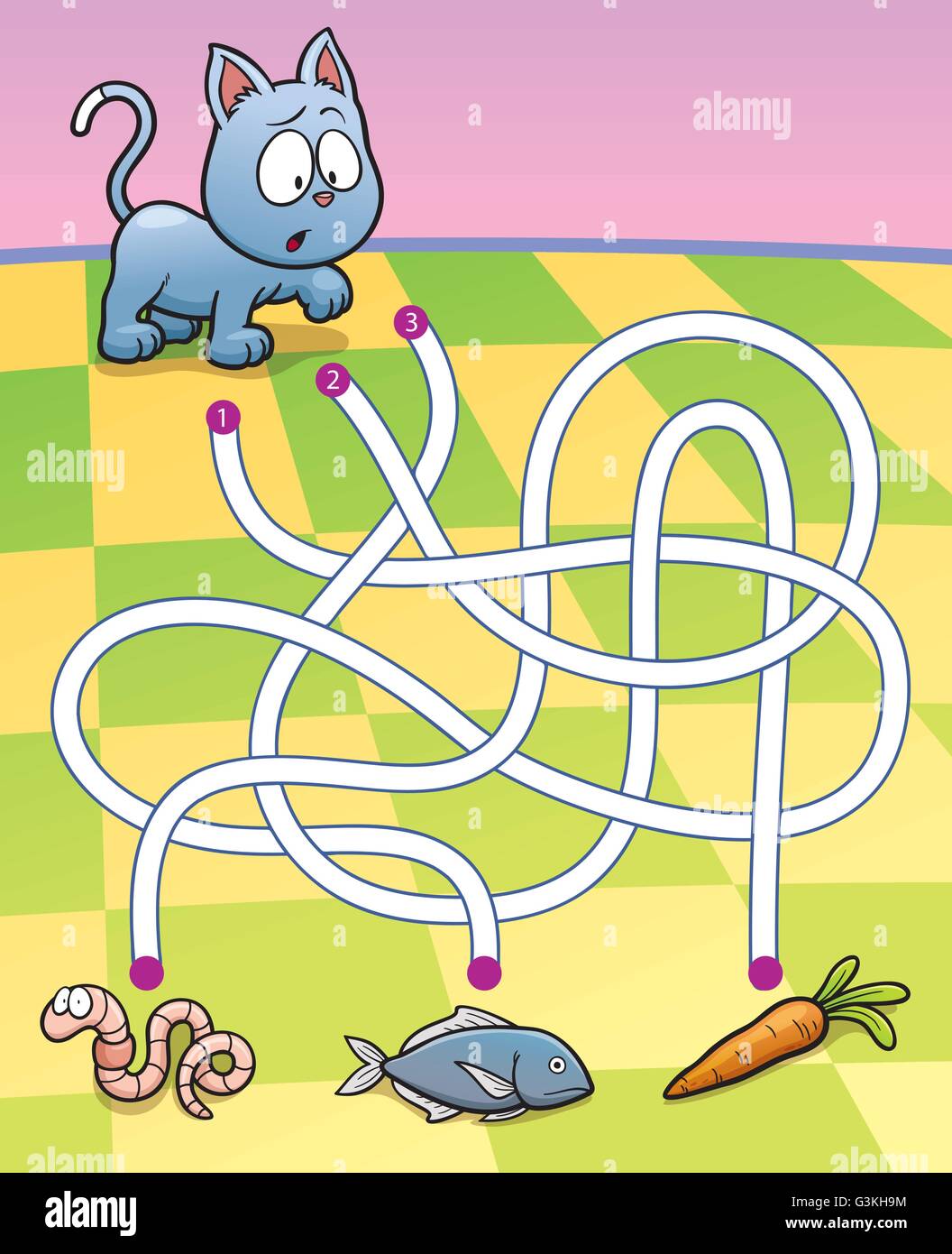 Illustration vecteur de l'éducation jeu de labyrinthe avec de la nourriture pour chats Illustration de Vecteur