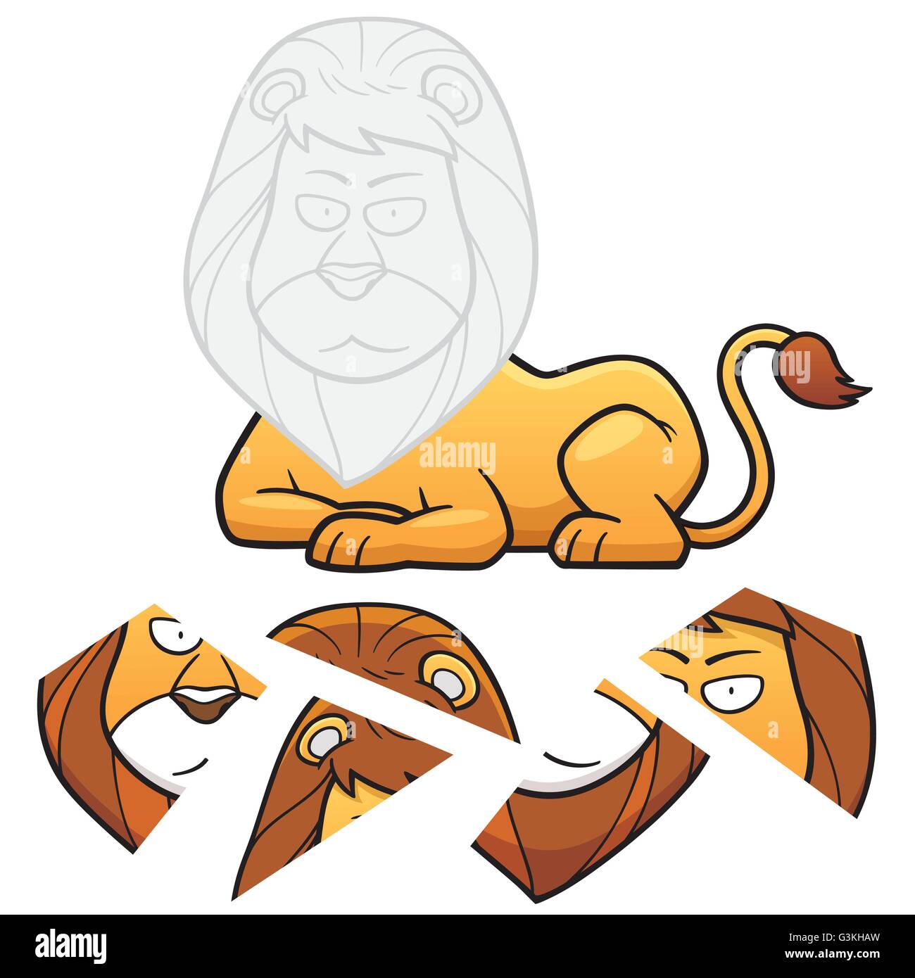 Illustration vecteur de l'éducation pour les enfants Jeu de casse-tête avec Lion Illustration de Vecteur
