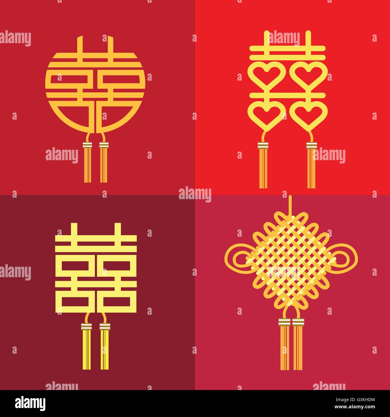 Symbole chinois noeud de double happiness et mariage Illustration de Vecteur