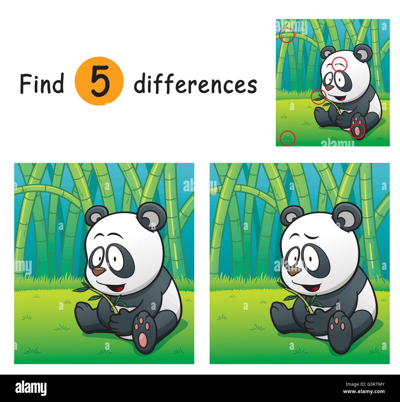 Vector Illustration de jeu pour les enfants de trouver des différences - Panda Illustration de Vecteur