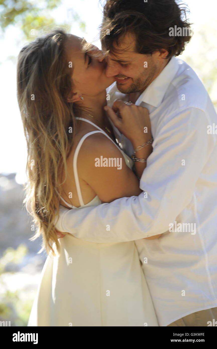 Couple romantique en Croatie, île de Lokrum à Dubrovnik Banque D'Images