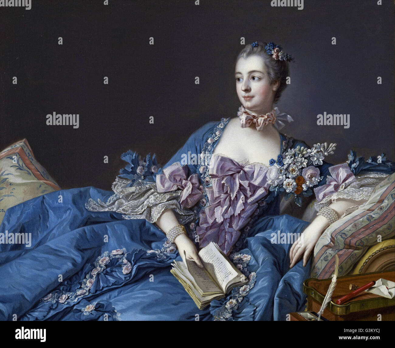 Attribué à François Boucher - Madame de Pompadour (Jeanne-Antoinette Poisson, 1721 - 1764 Banque D'Images