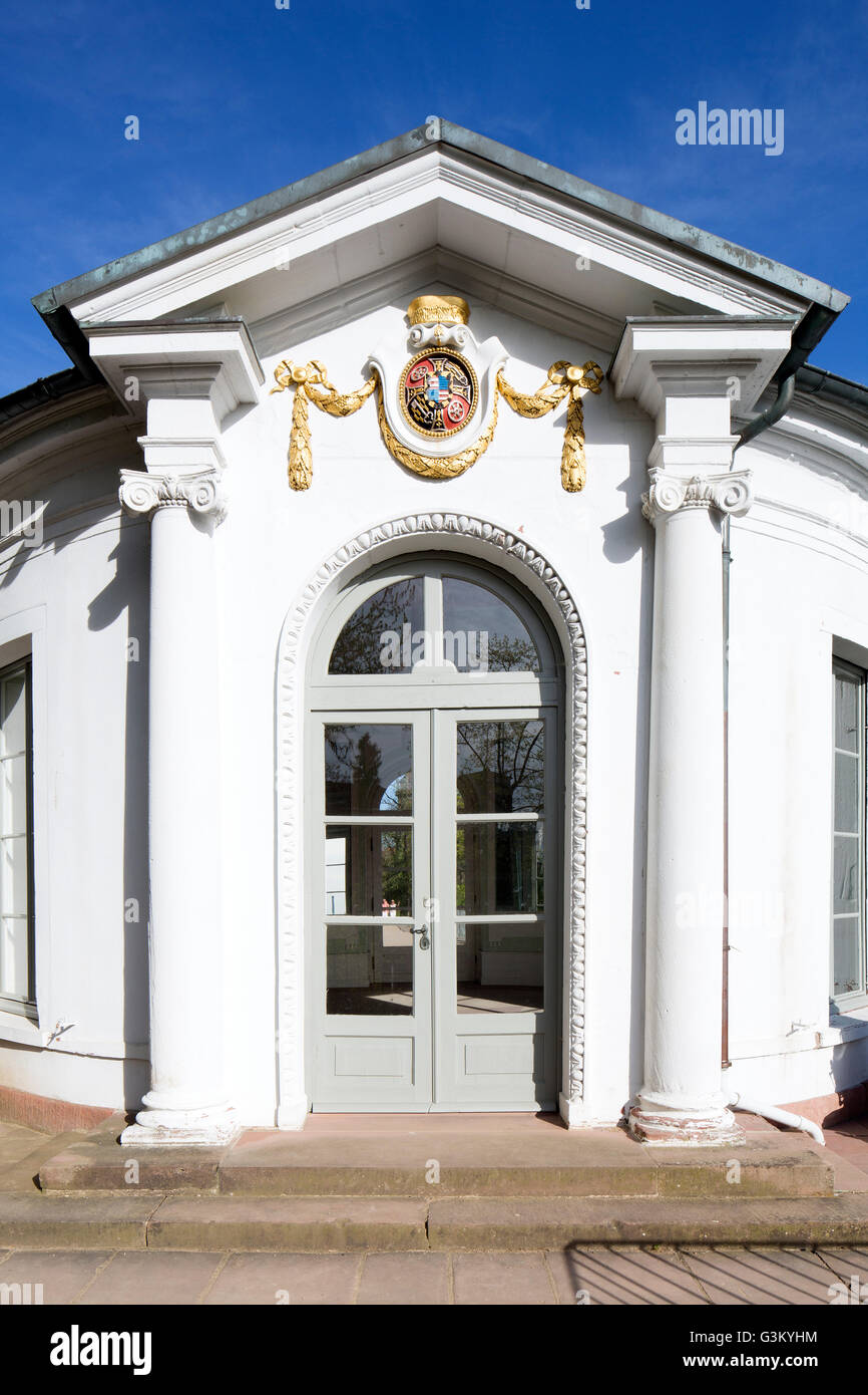 Entrée avec blason, Petit-déjeuner pavilion, Frühstückspavillion ou gazebo Salon Capucin, pavillon, dans le Salon Kapuziner Banque D'Images