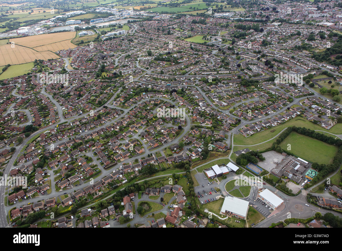 Une vue aérienne de la ville de Shropshire Oswestry Banque D'Images