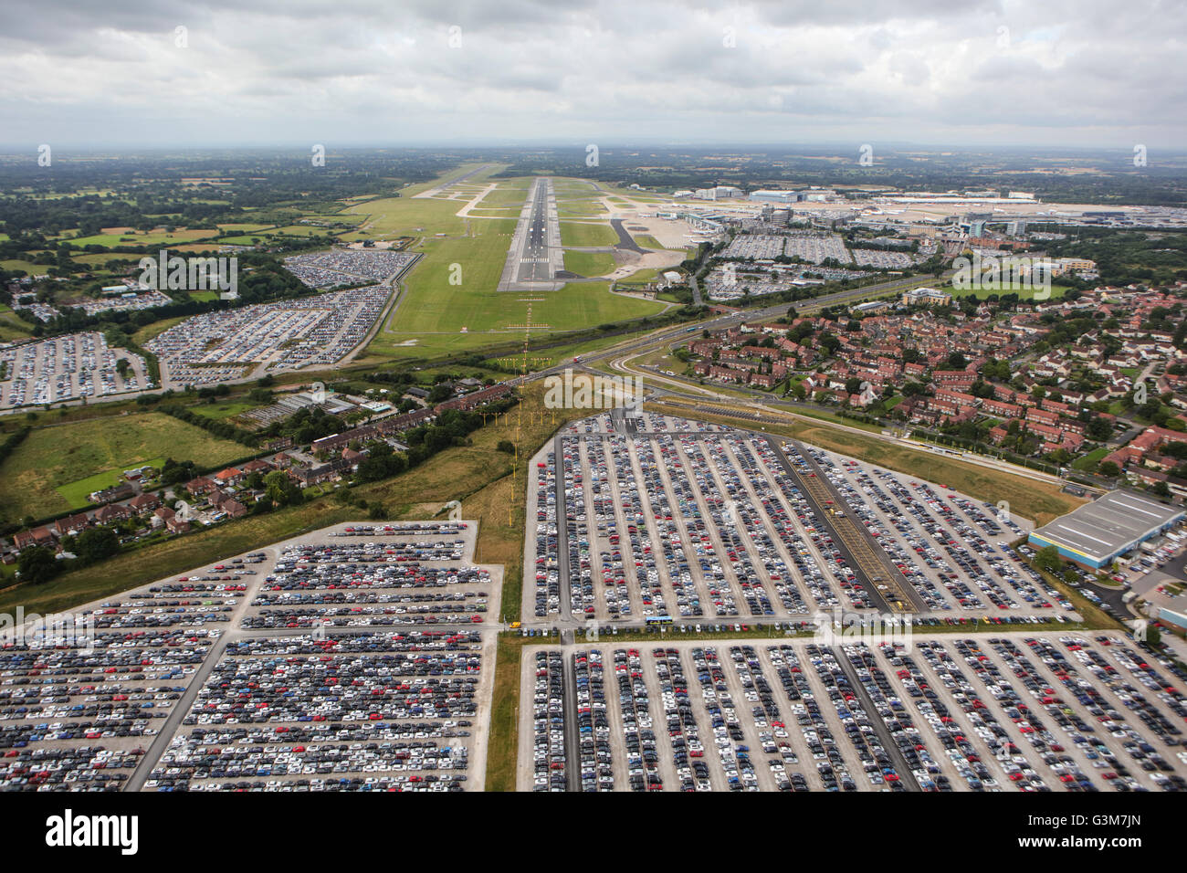 Une vue aérienne de l'Aéroport International de Manchester Banque D'Images