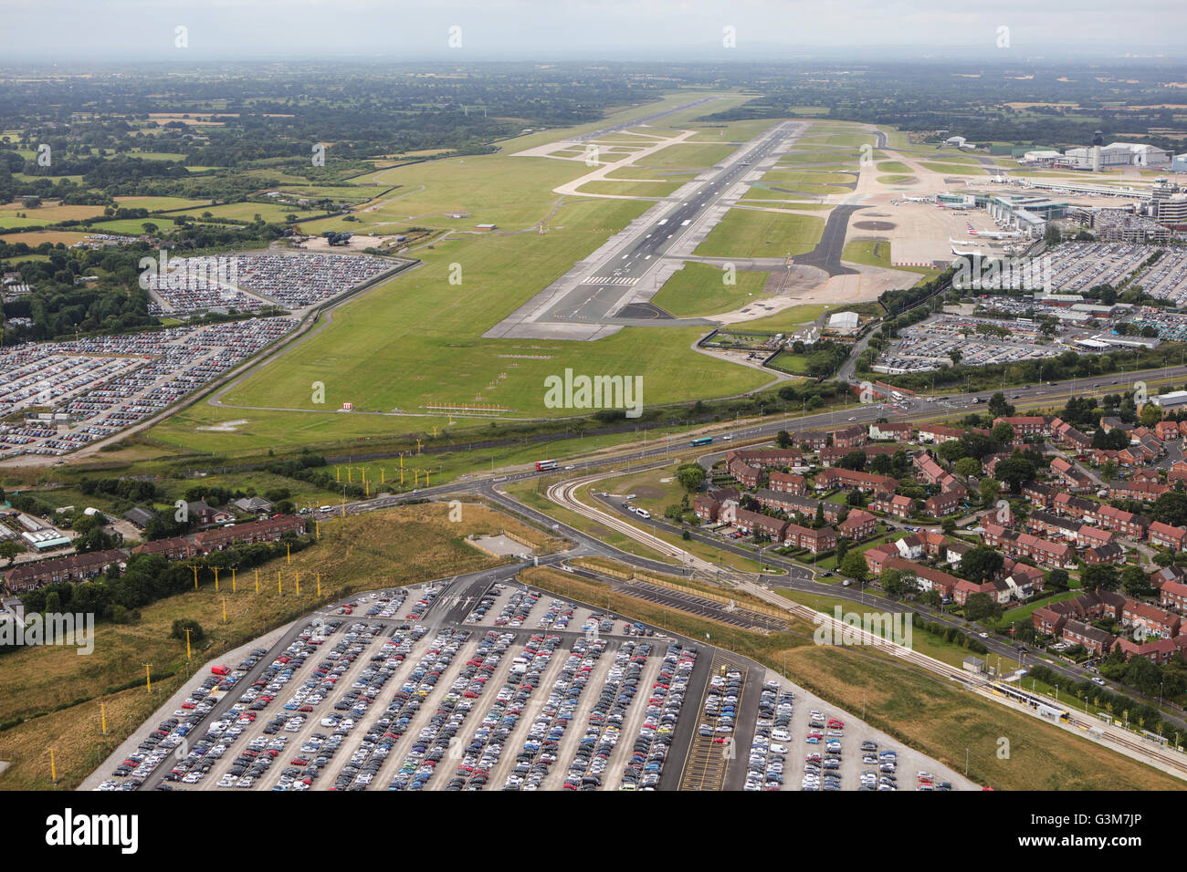Une vue aérienne de l'Aéroport International de Manchester Banque D'Images