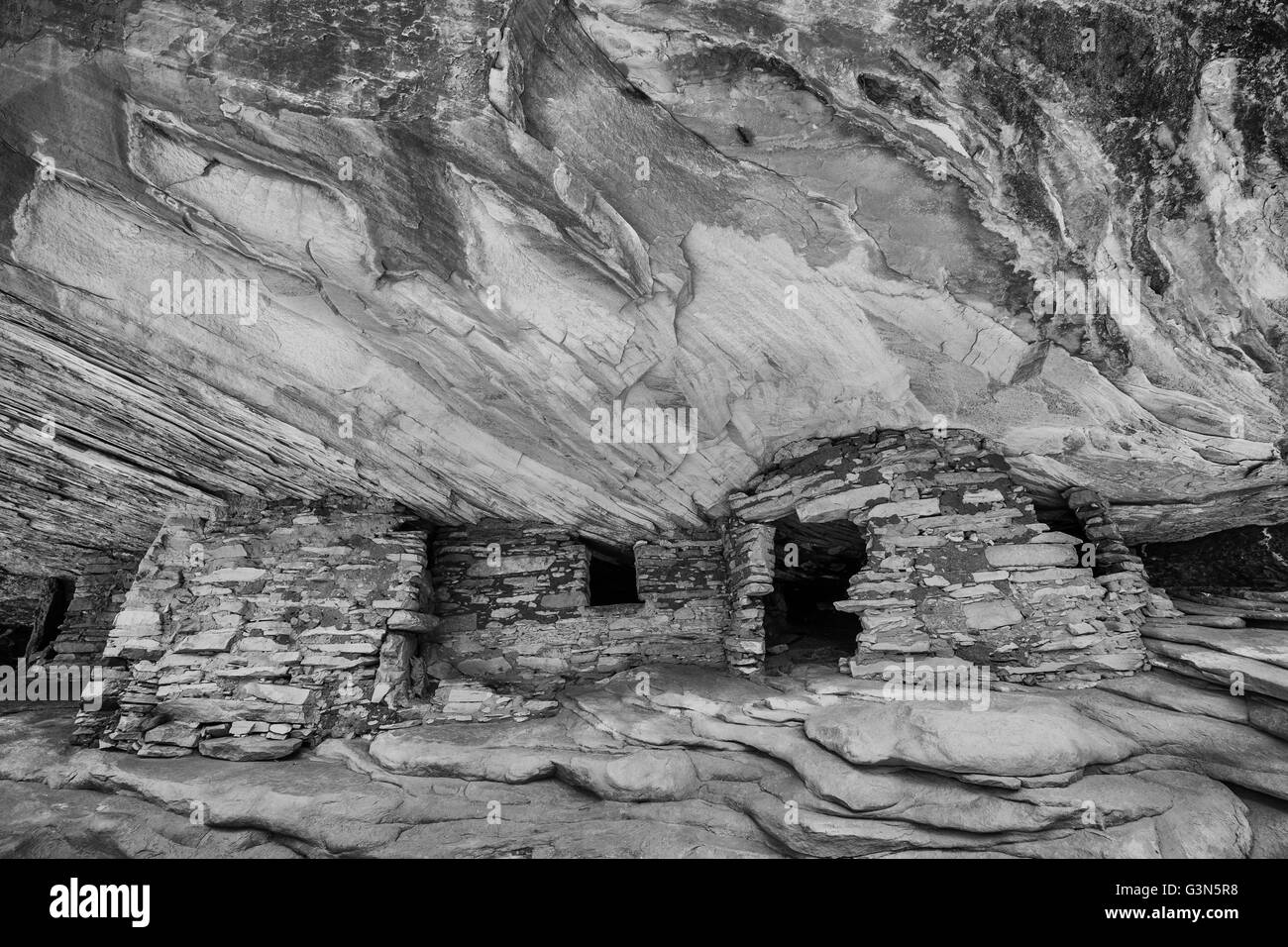 Feu à la maison ruine sur terres BLM dans South Fork de Mule Canyon dans (proposé, comme de 2016) Oreilles Ours National Monument, Utah, USA Banque D'Images