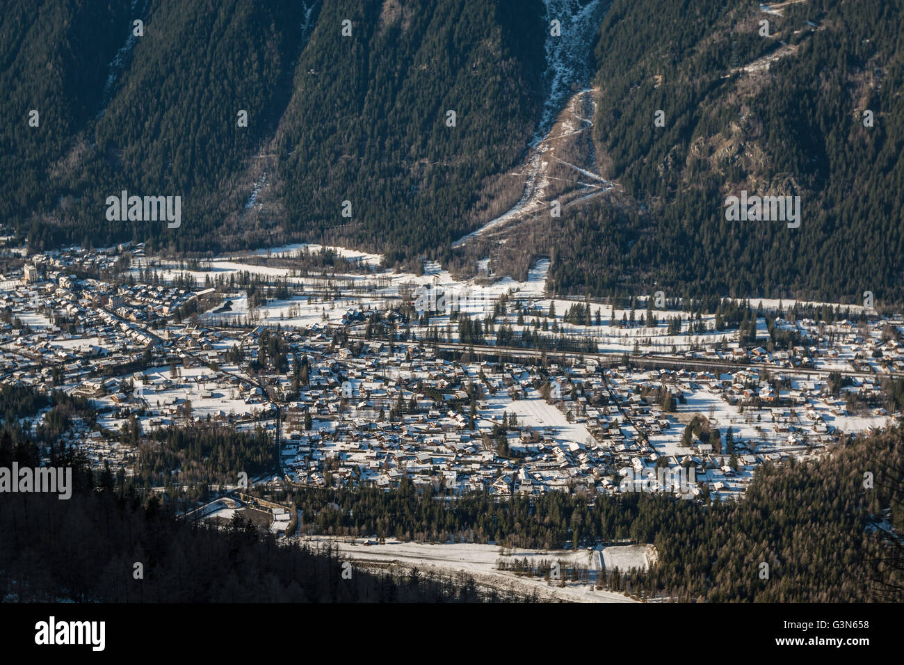 Ville de Chamonix dans les Alpes Banque D'Images