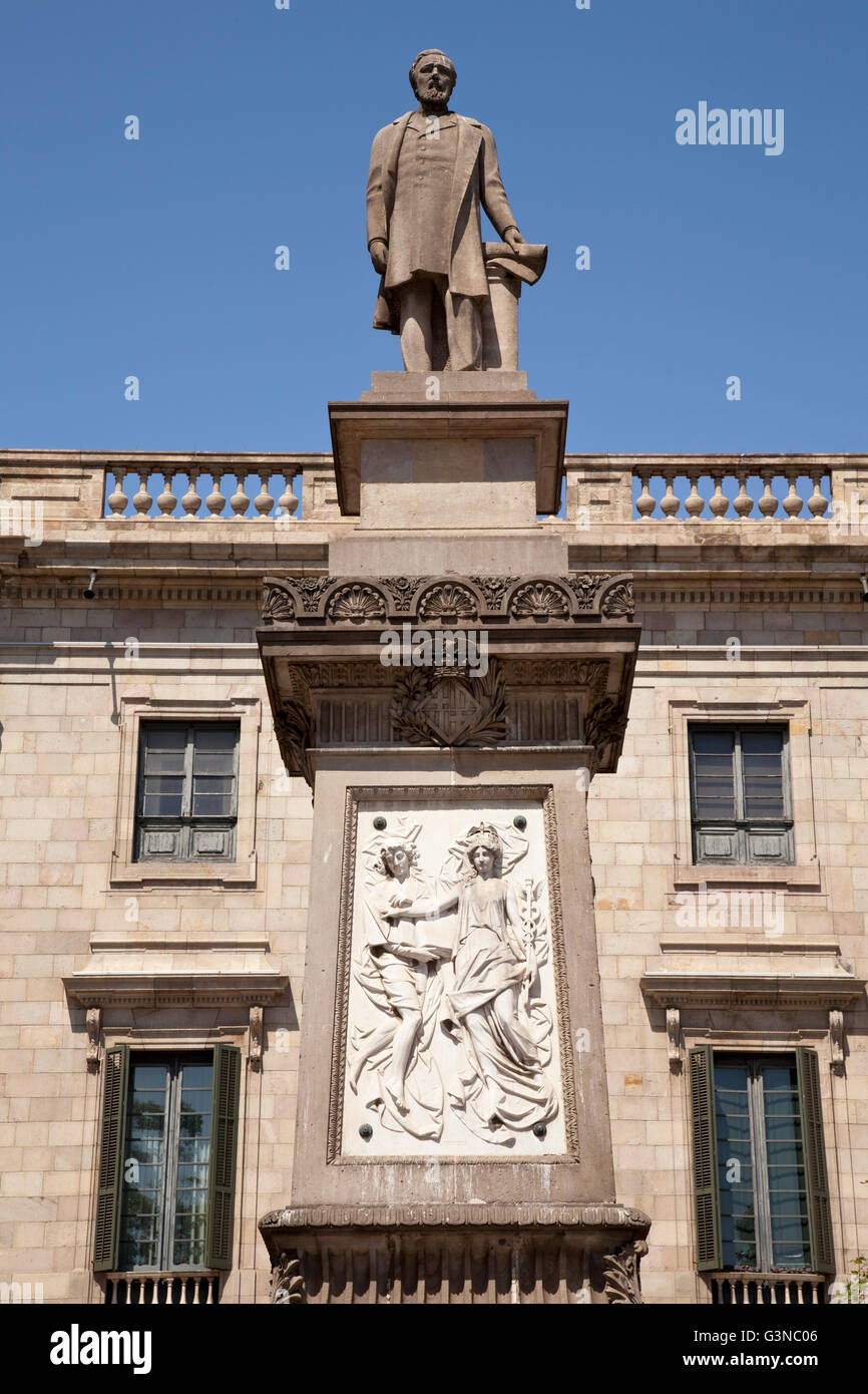 Statue d'Antonio Lopez le plaça d'Antoni Lopez square, Barcelone, Catalogne, Espagne, Europe, PublicGround Banque D'Images
