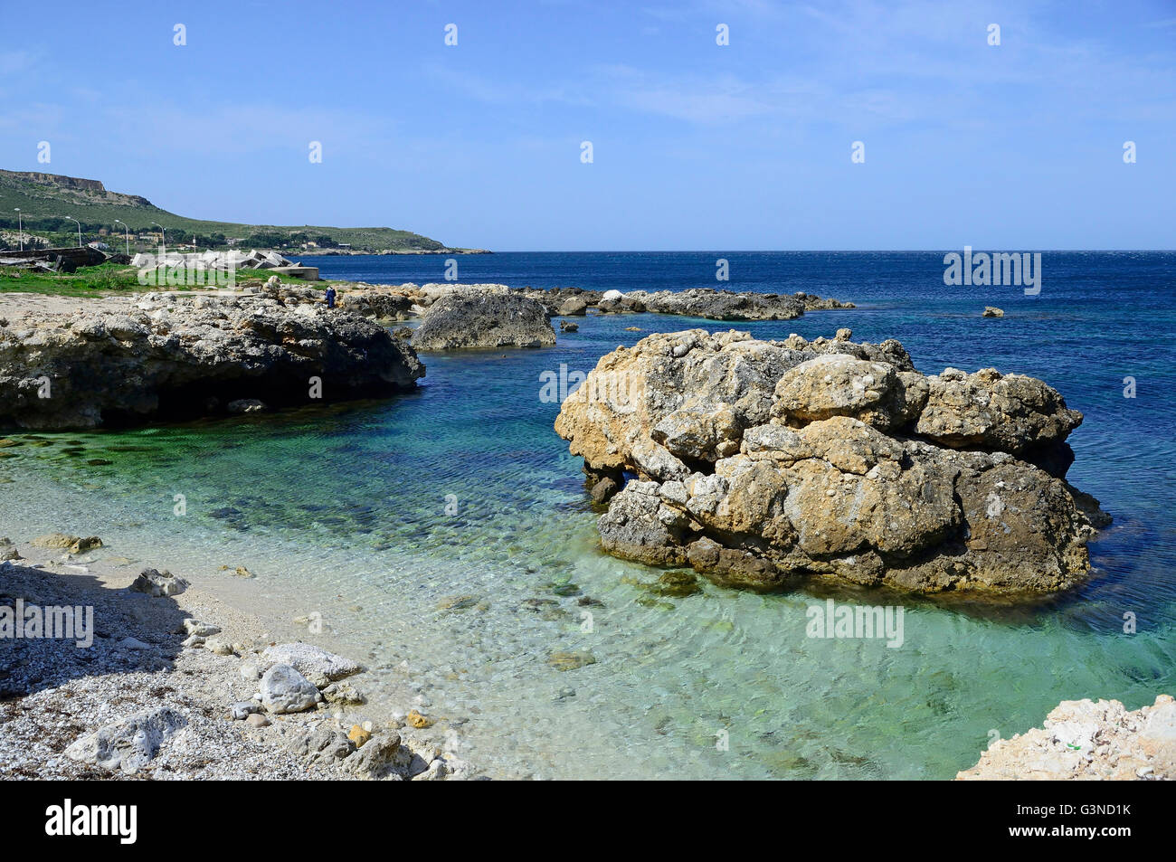 Cala pompa cove, Bonagia, district de Trapani, Sicile, Italie, Europe Banque D'Images