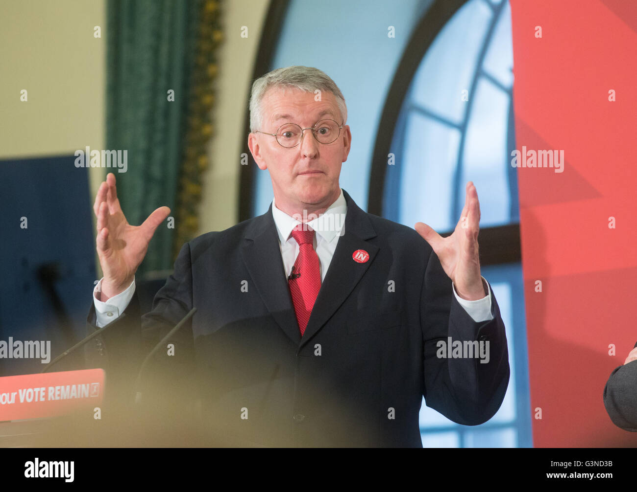 Hilary Benn, secrétaire des affaires étrangères de l'ombre parle,à un "vote à la conférence de Londres. Banque D'Images