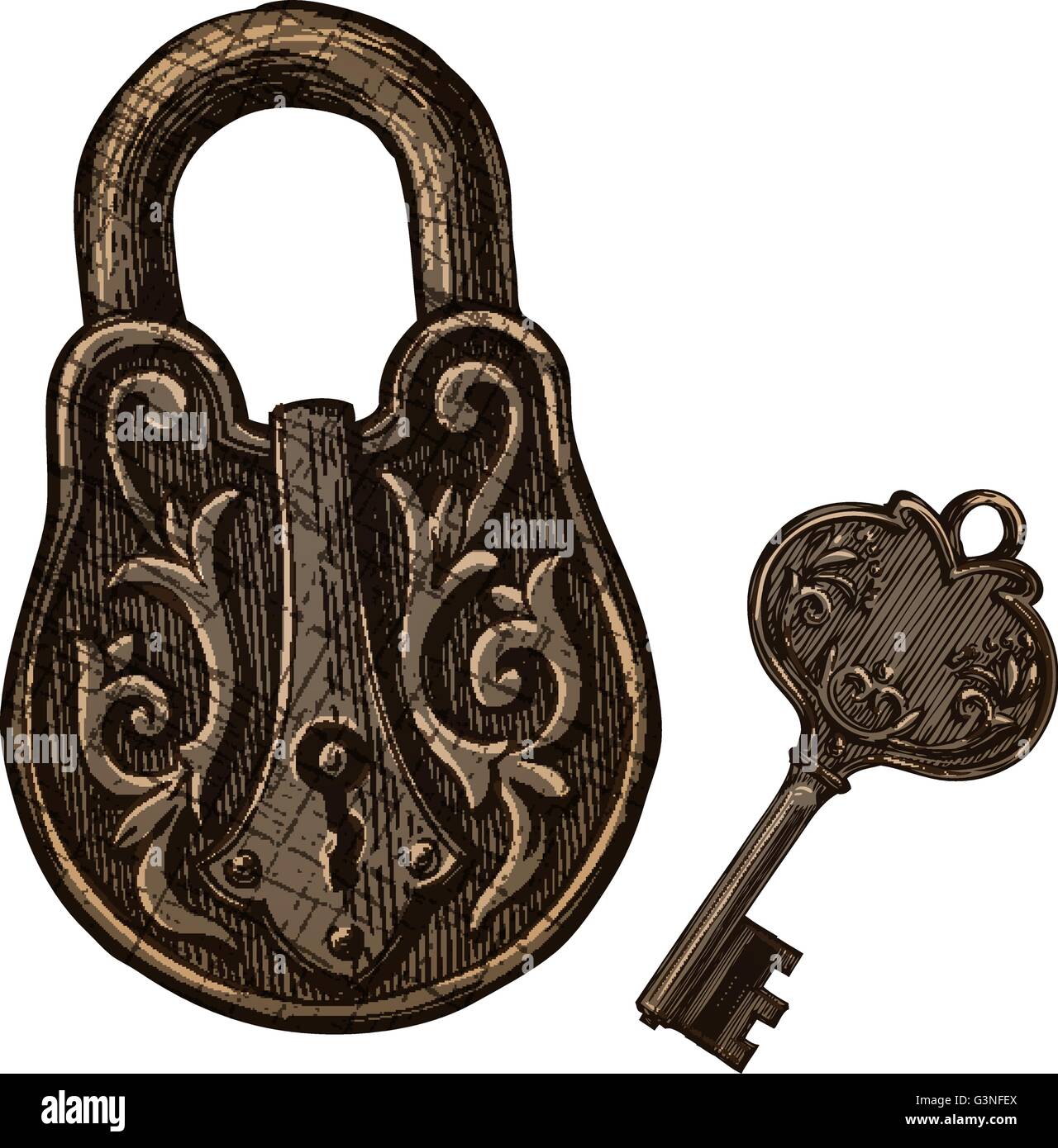 Cadenas Ancien Style Vintage 1800 - Serrure Avec Clés - Longueur 5 Pouces - Neuf, Décoration