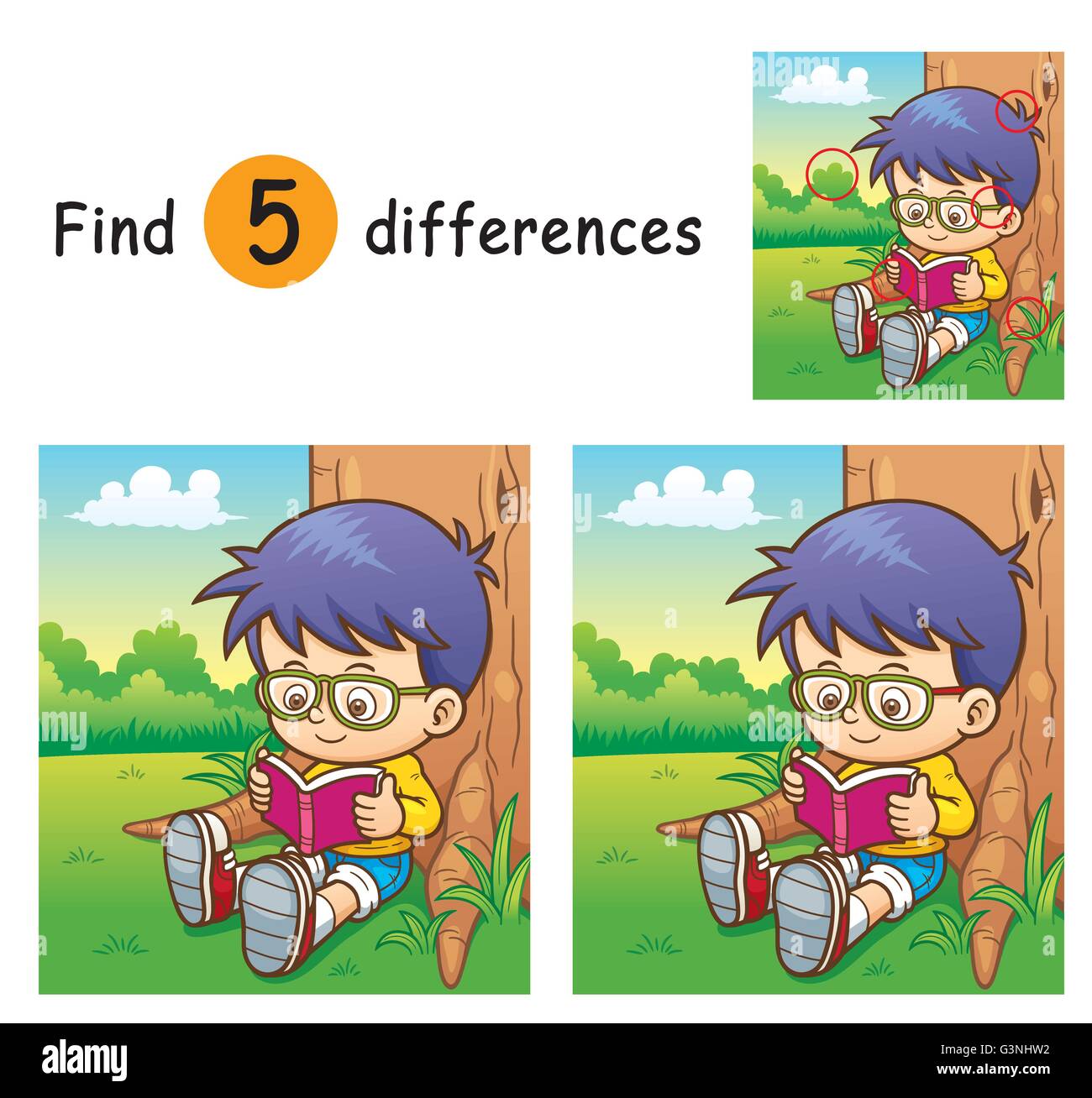 Vector Illustration de jeu pour les enfants de trouver des différences - garçon Illustration de Vecteur