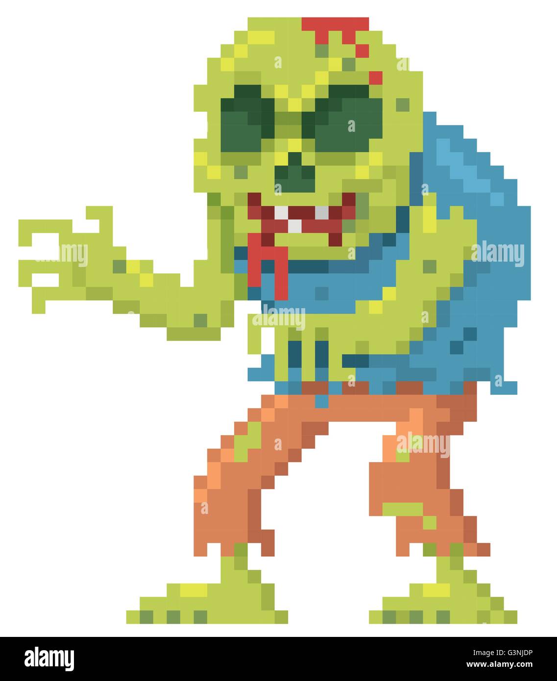 Illustration vecteur de conception pixel zombie Cartoon Illustration de Vecteur