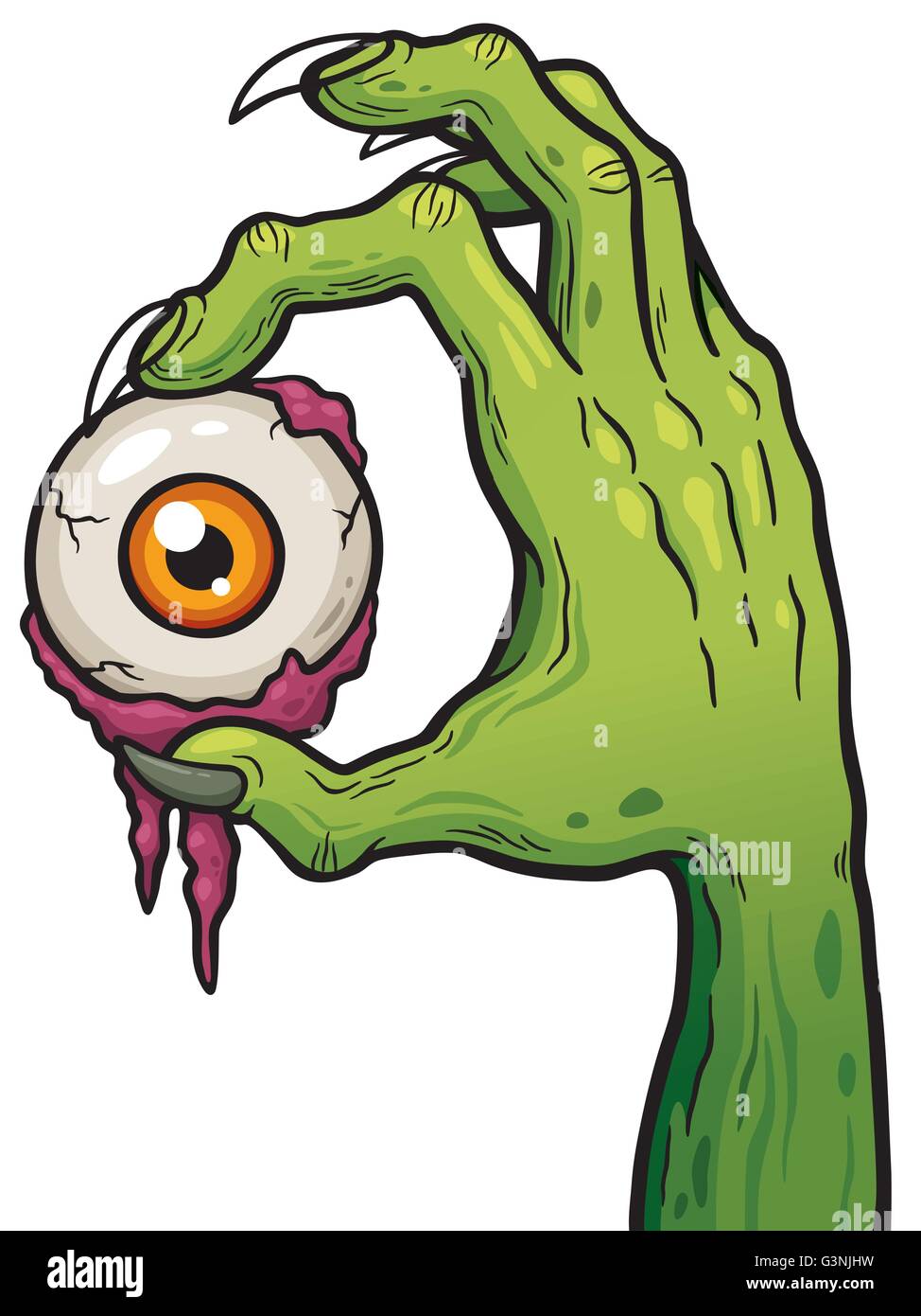 Vector illustration de caricature zombie hand holding eye Illustration de Vecteur