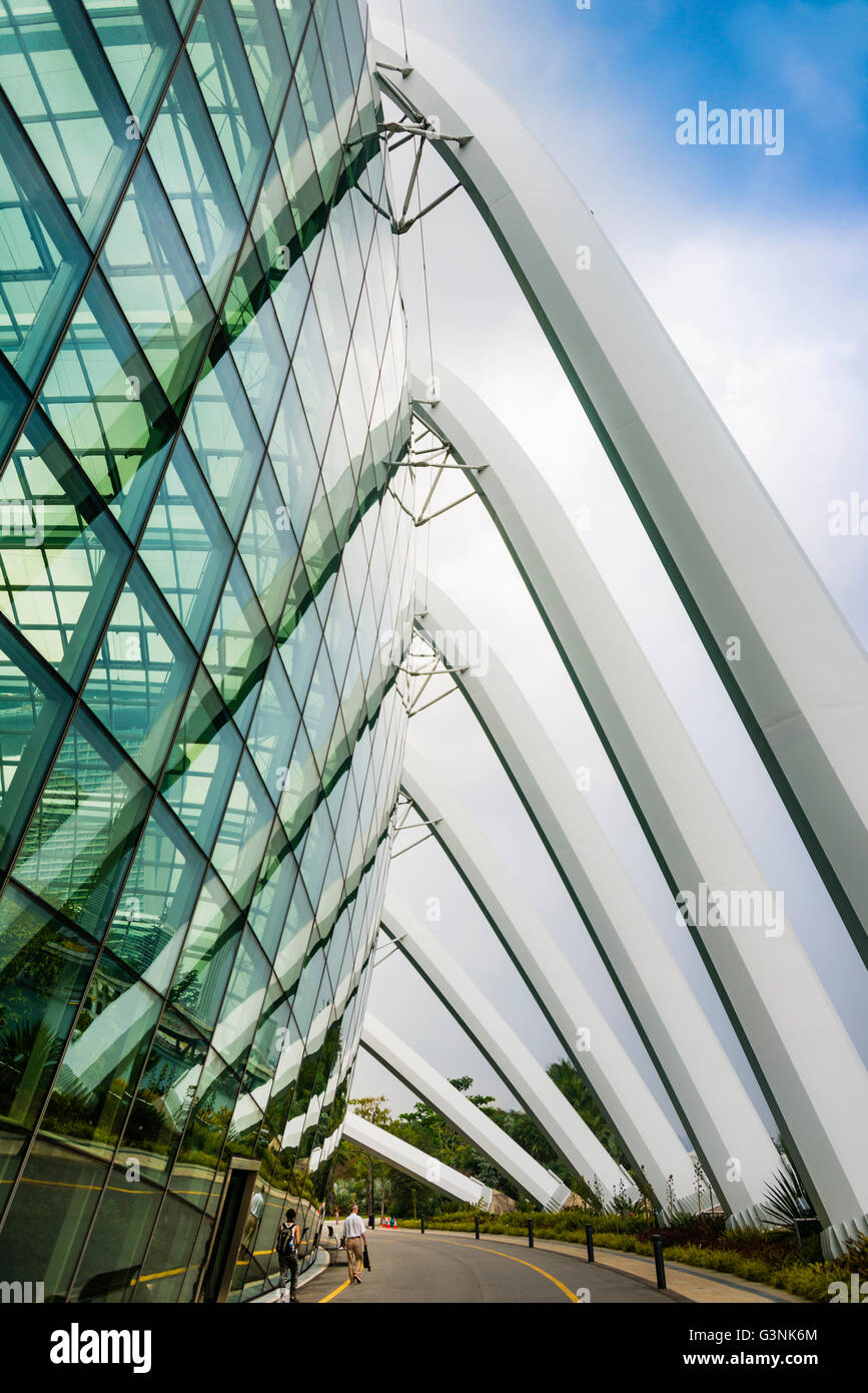 L'architecture moderne, façade, détail, Dôme de fleurs, les jardins, les jardins de la baie, architecte Wilkinson Eyre, Marina Bay Banque D'Images