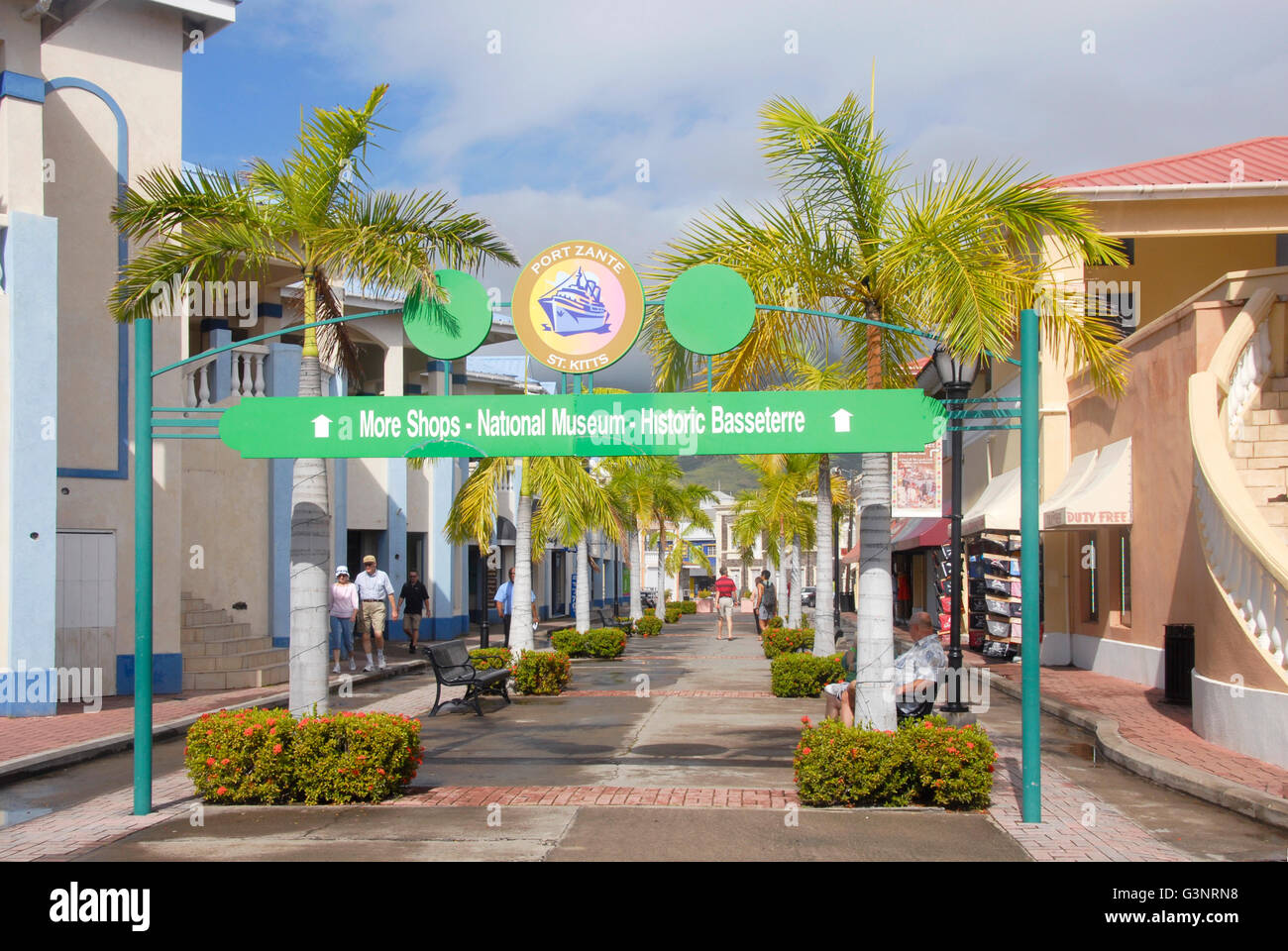 Zone de shopping, Port Zante, St Kitts, Caraïbes Banque D'Images