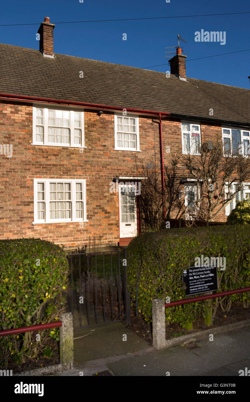 Liverpool, Merseyside, l'histoire des Beatles, Allerton, 20 Forthlin Road, maison d'enfance de Paul McCartney Beatles Banque D'Images