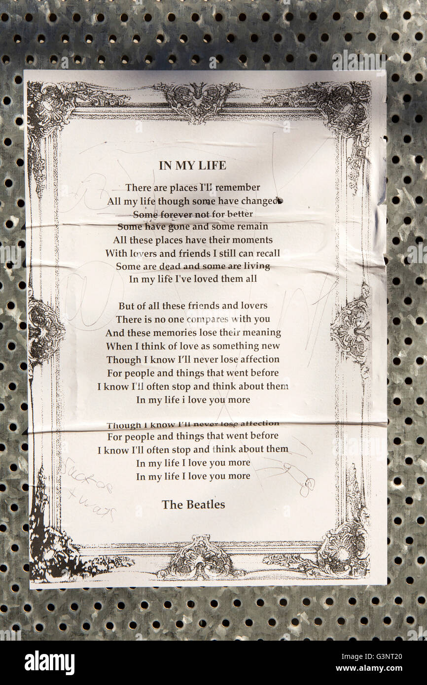 Liverpool, Merseyside, Beatles, Beatles 'histoire de ma vie lyrics sur 9 Madryn Street, maison d'enfance de Ringo Starr Banque D'Images