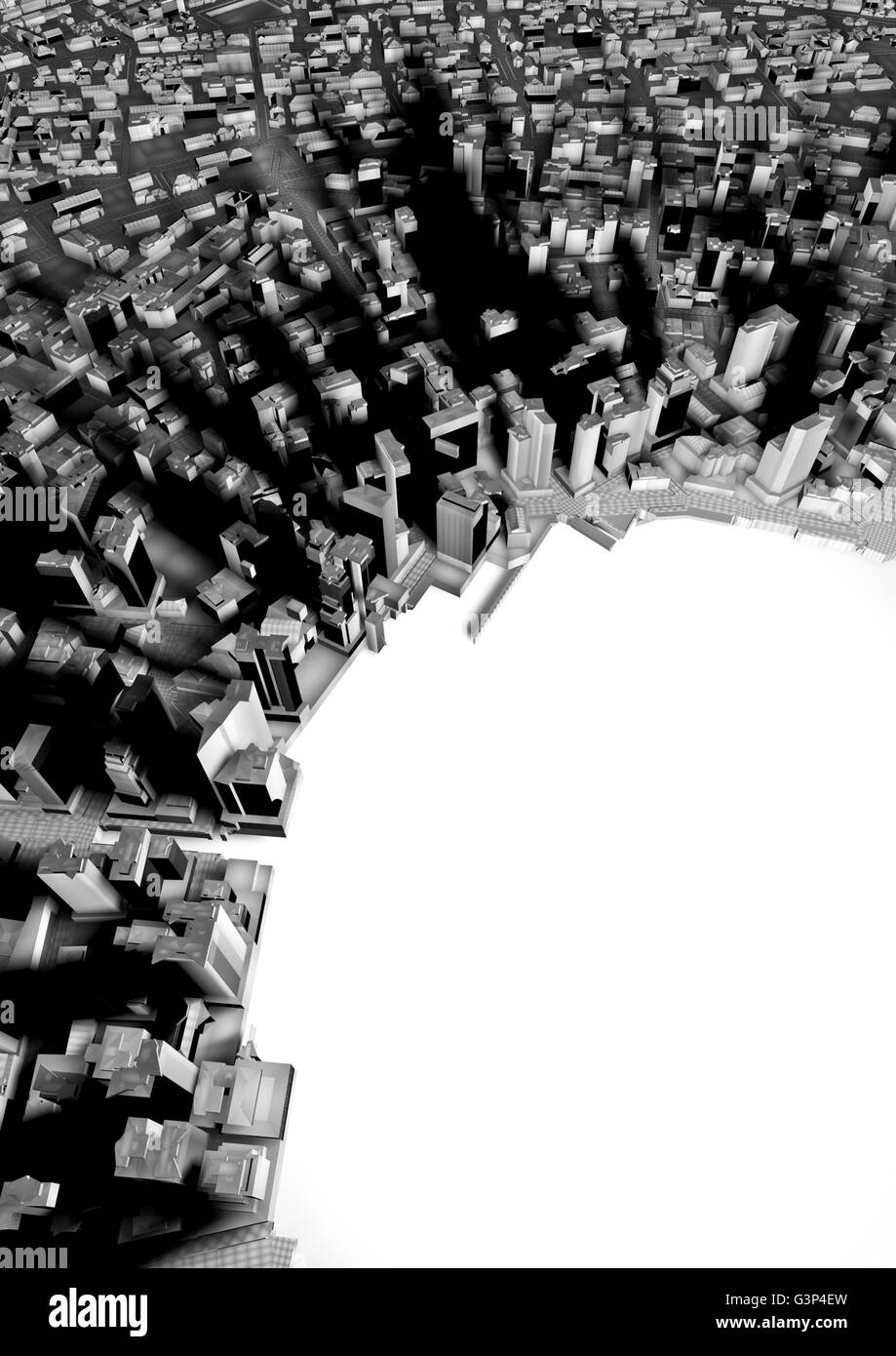 Cityscape / 3D render of city with copy space Banque D'Images