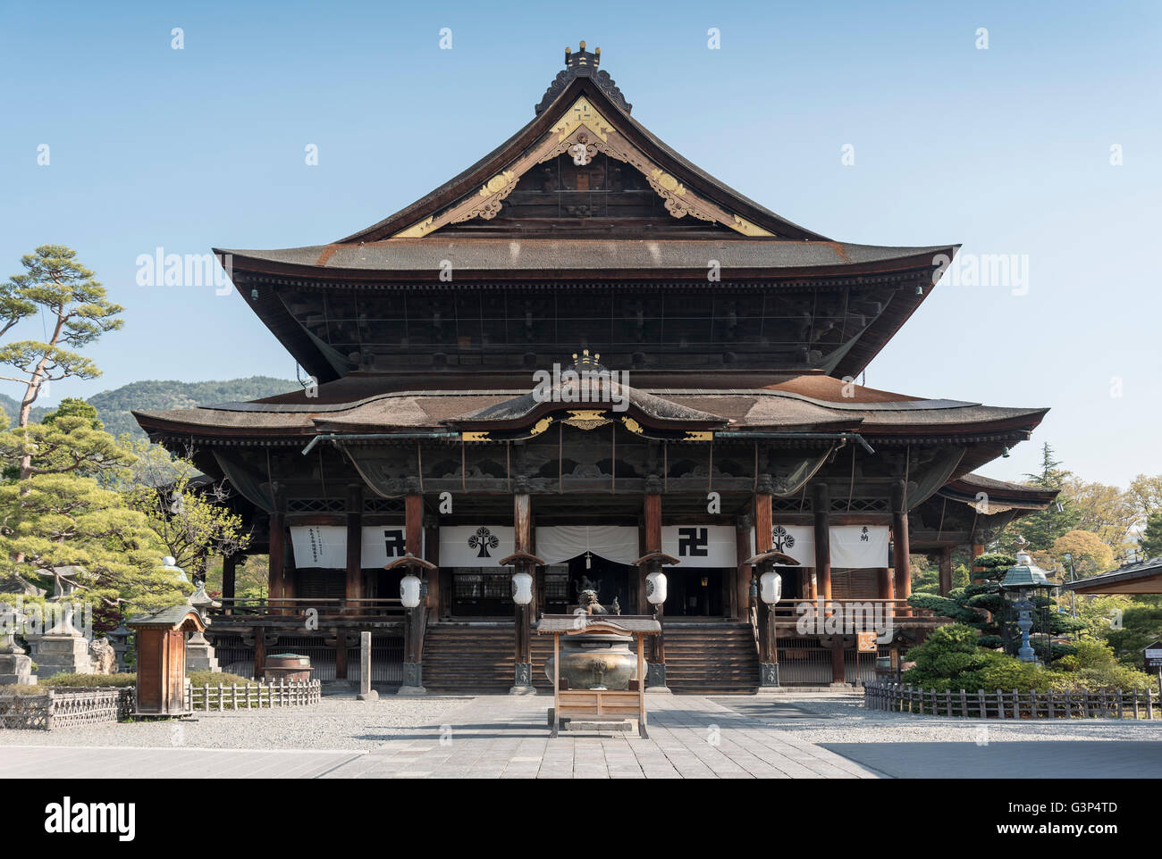 Hall principal de Zenko-ji (temple Zenkoji), Nagano, Japon Banque D'Images