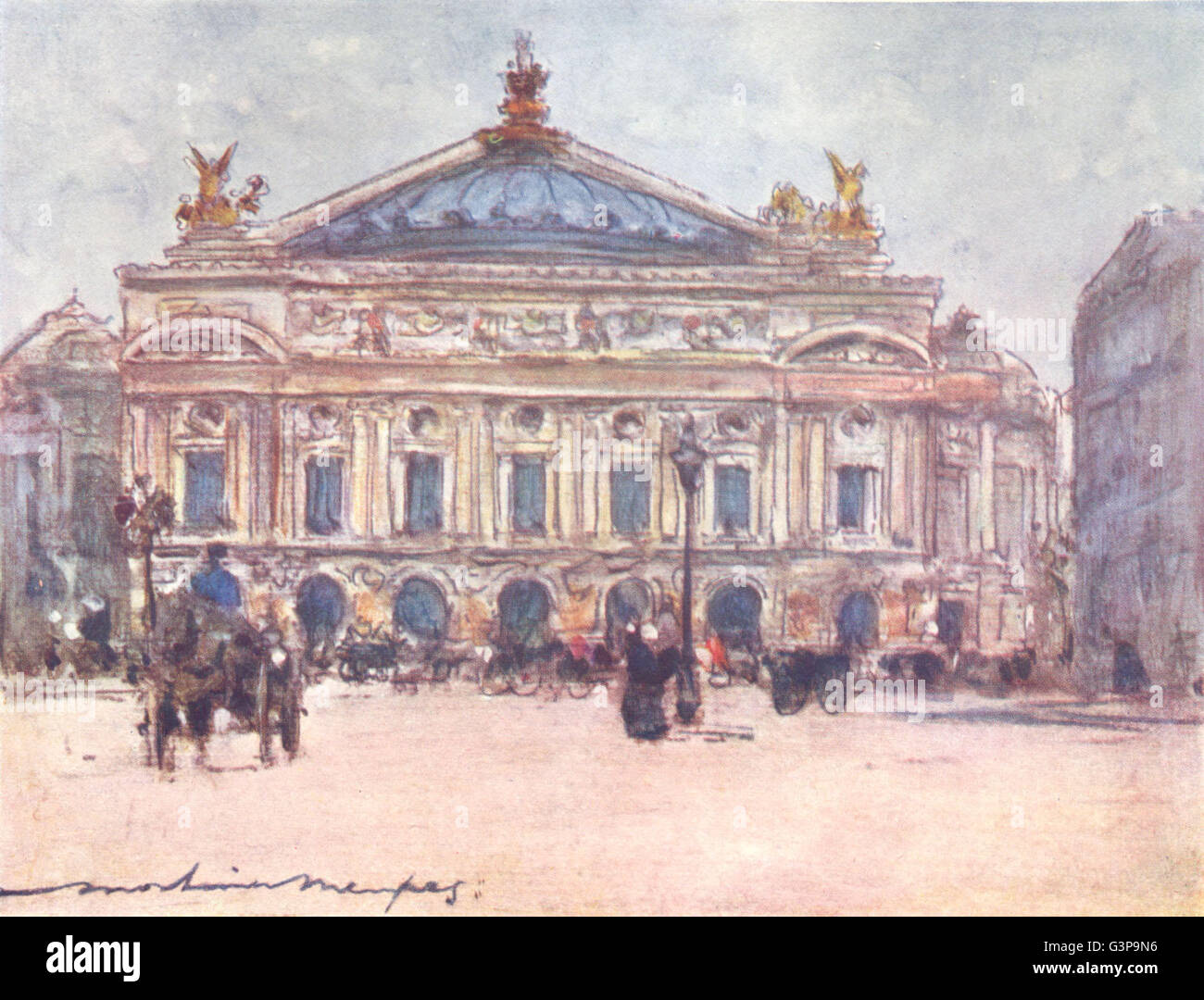 PARIS : l'Opéra, antique print 1909 Banque D'Images